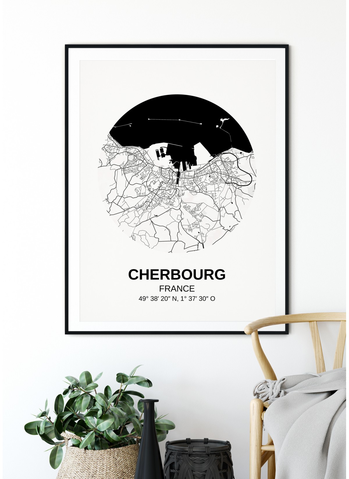 Affiche Carte Cherbourg