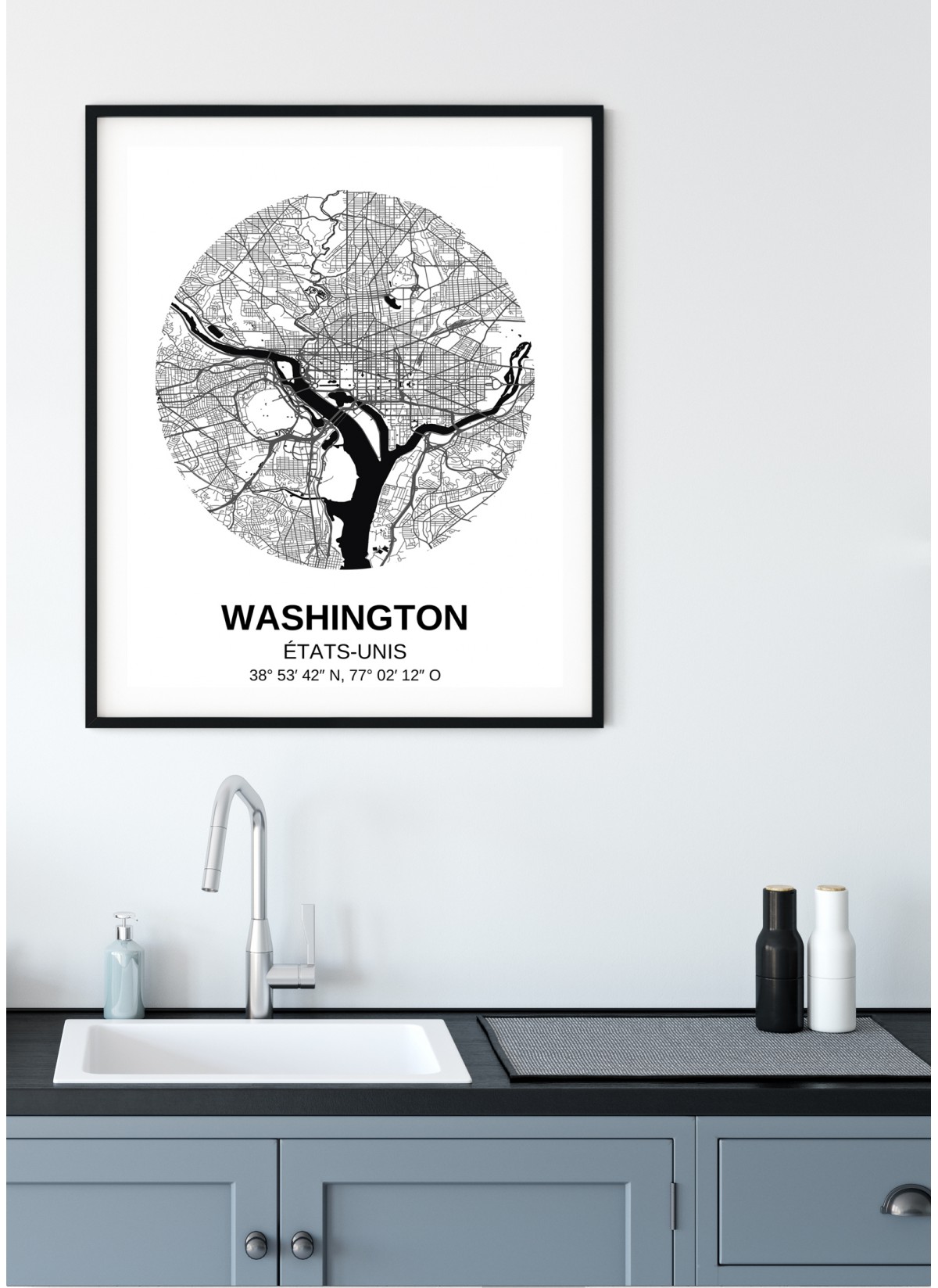 Affiche Carte Washington