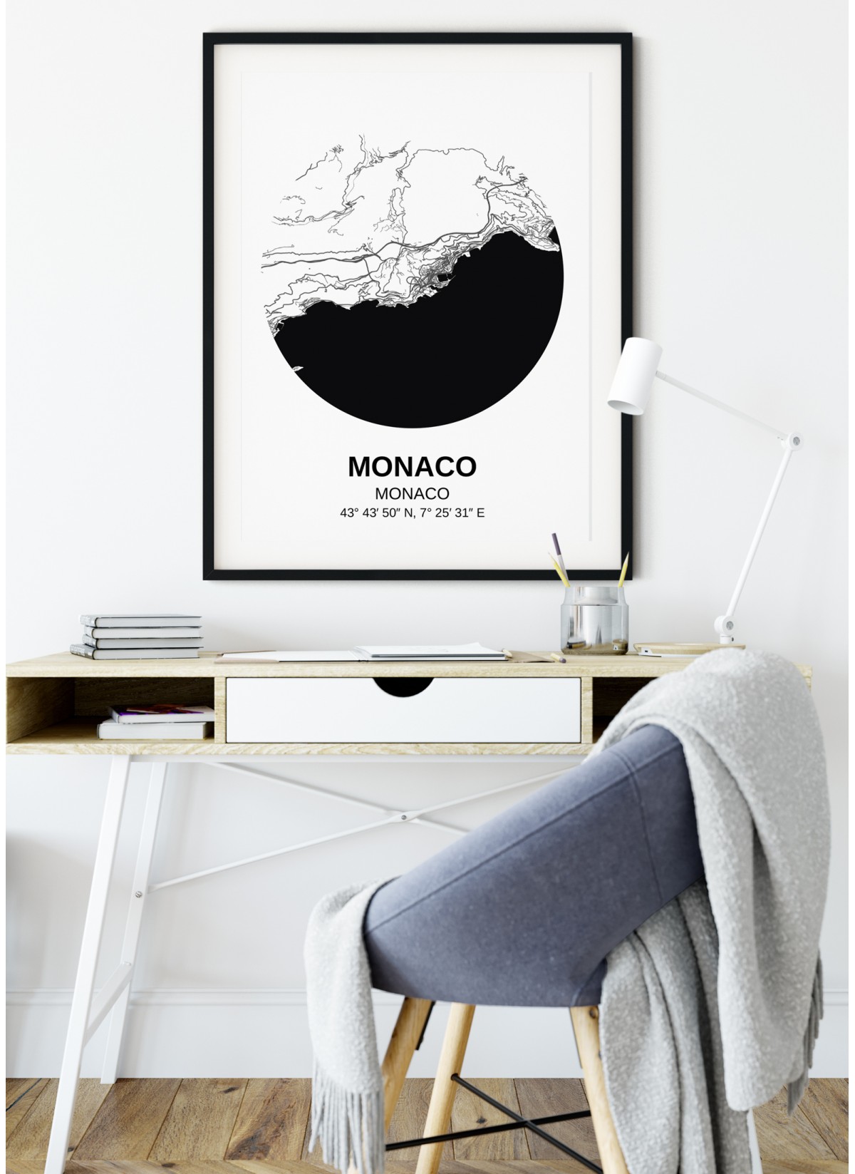 Affiche Carte Monaco