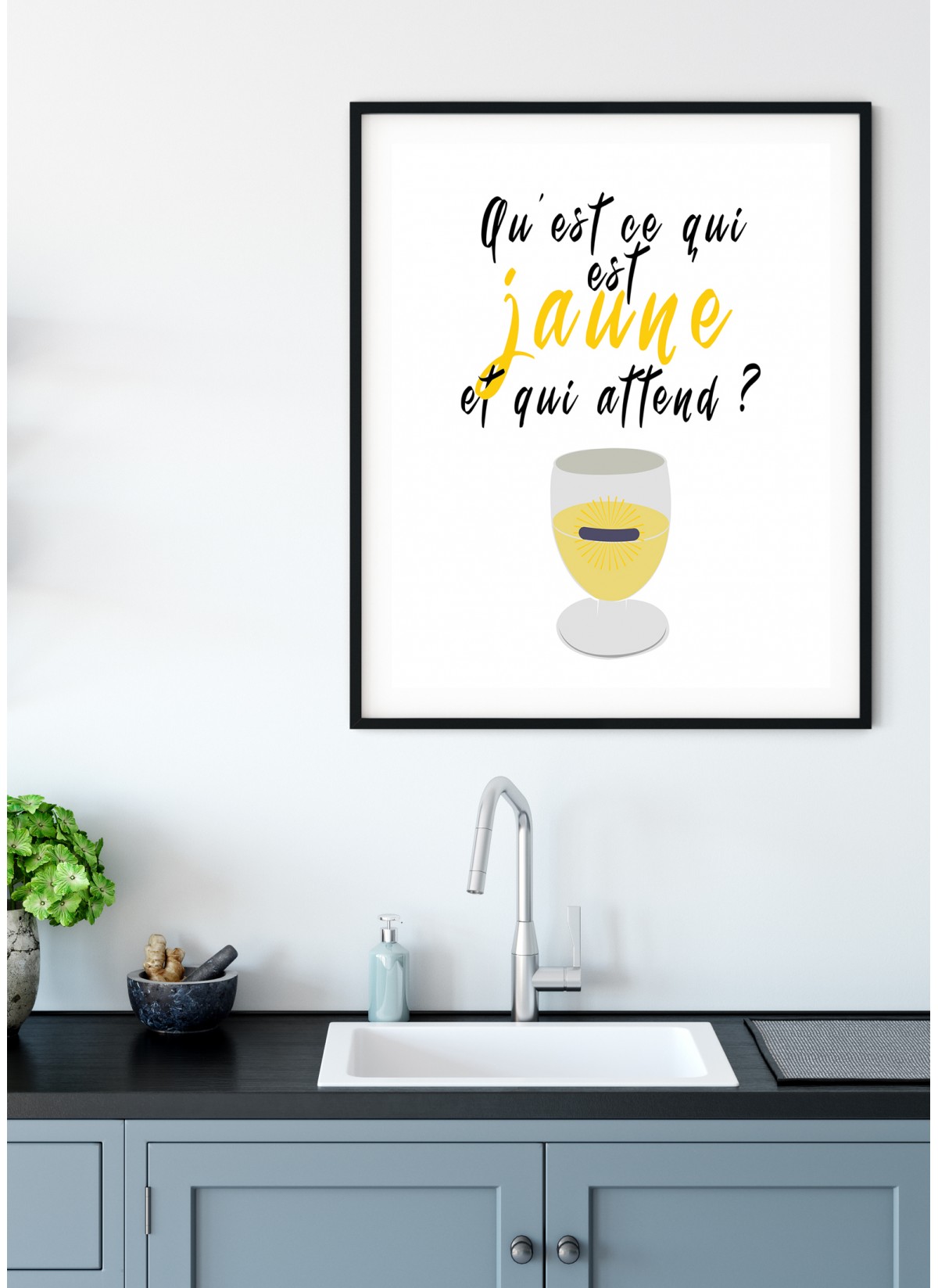 Affiche "Qu'est ce qui est jaune et qui attend ?"