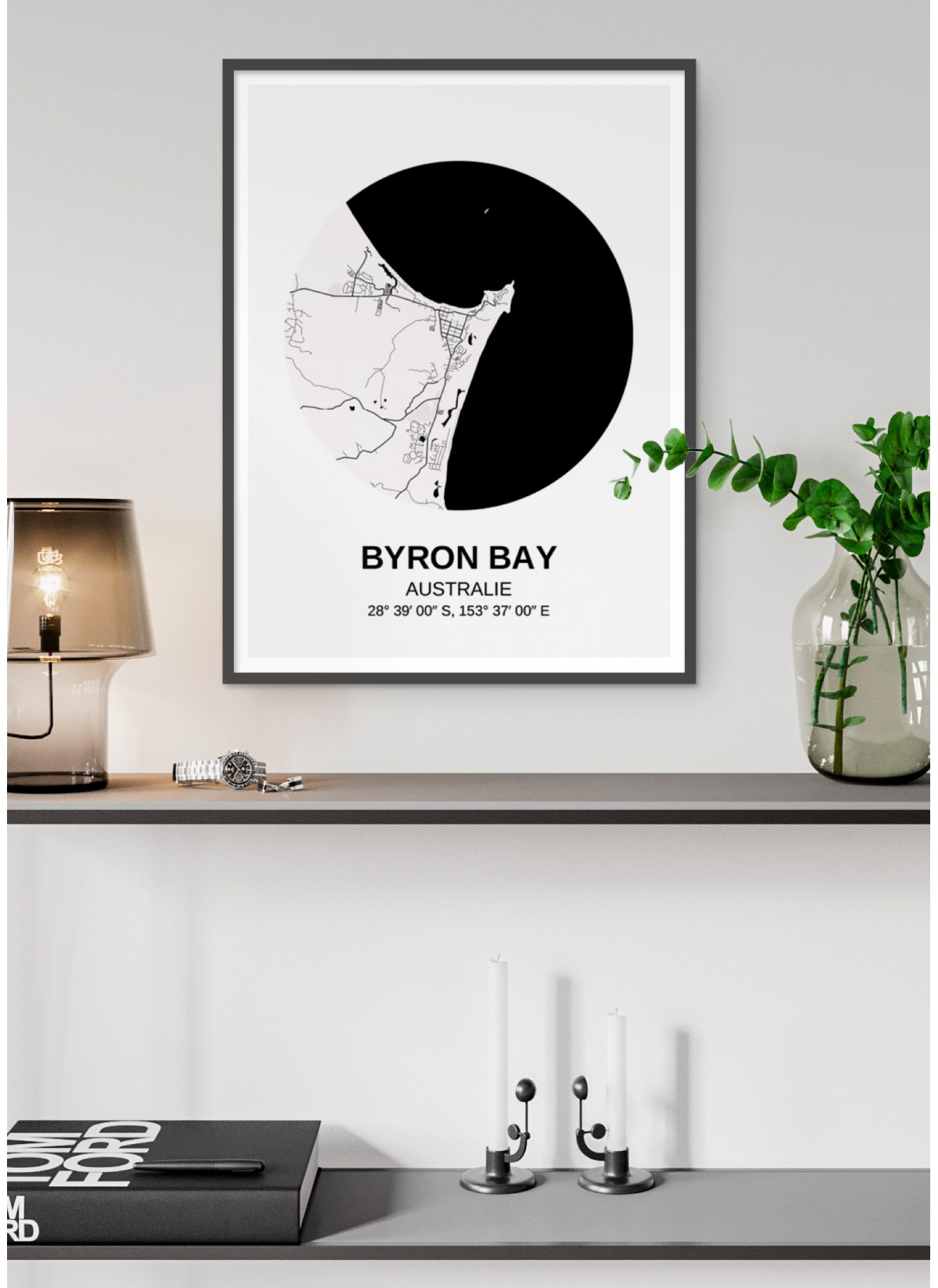 Affiche Carte Byron Bay