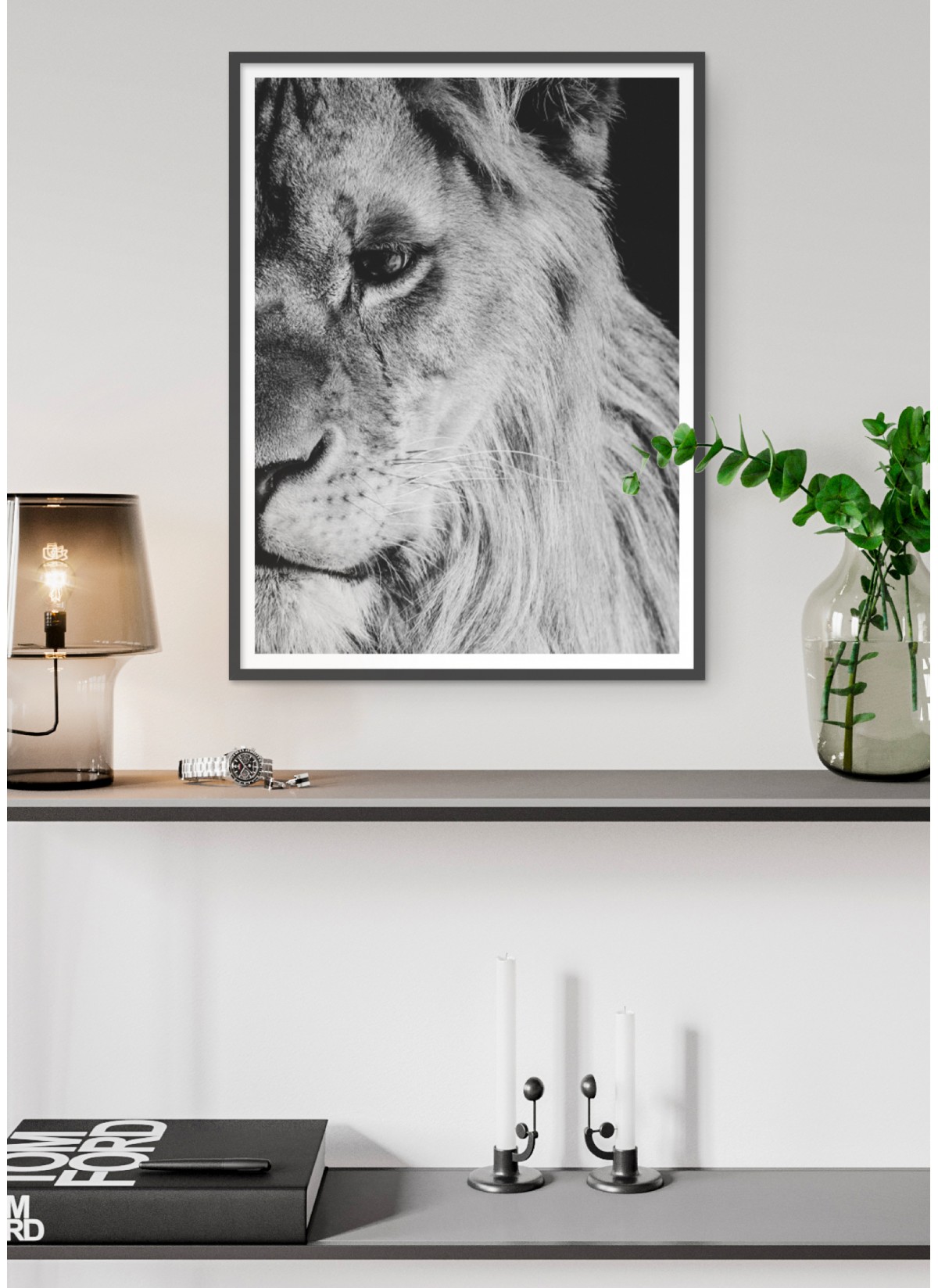Poster Lion noir et blanc 1