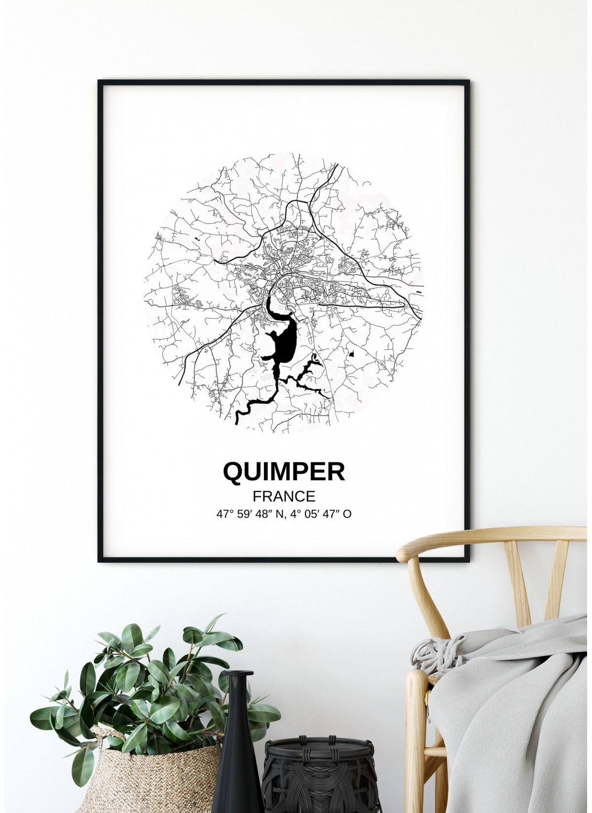 Affiche Carte Quimper