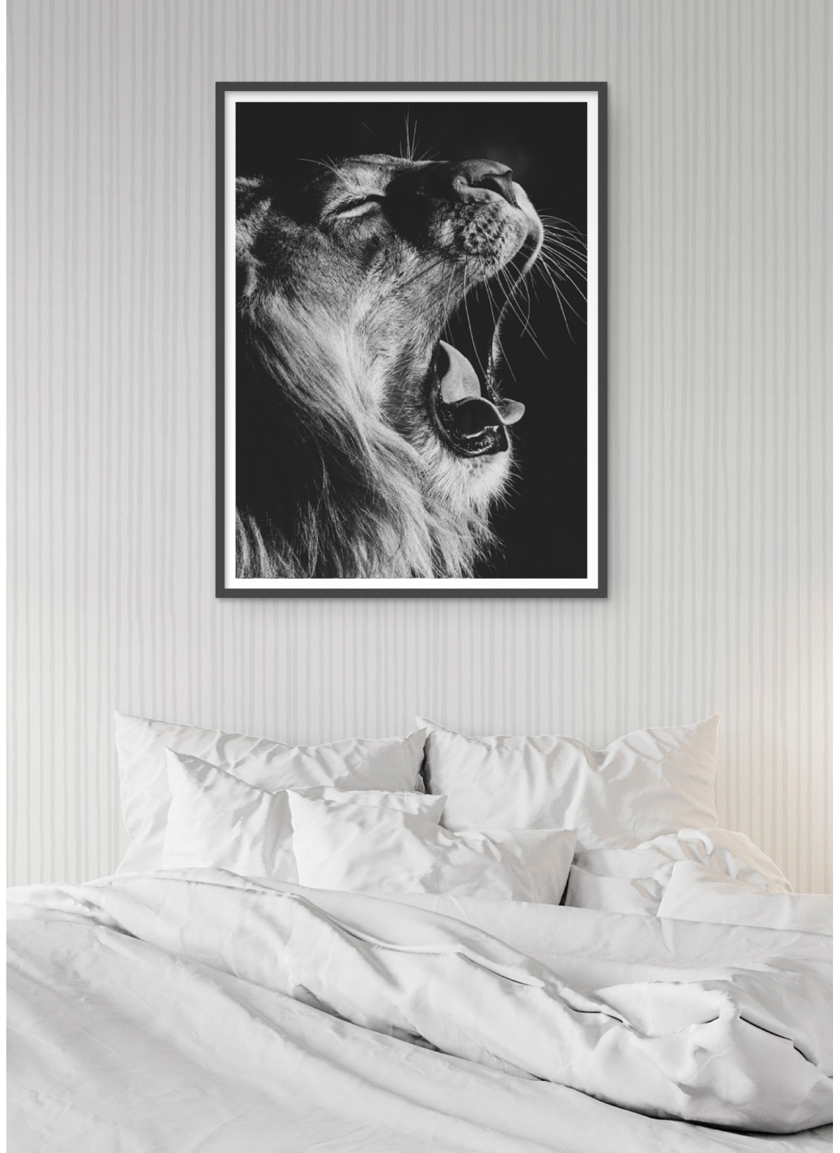 Poster Lion noir et blanc 2