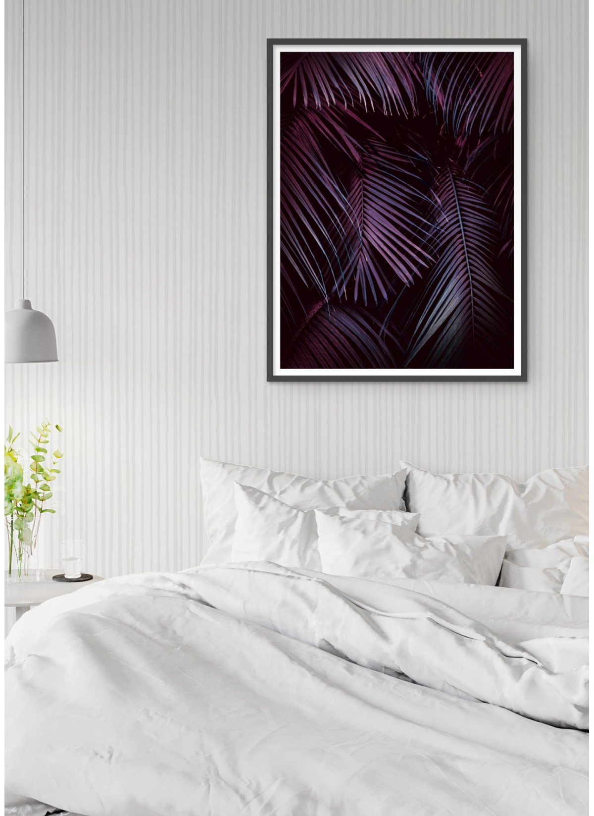Affiche Feuilles de palmier tropical sombre