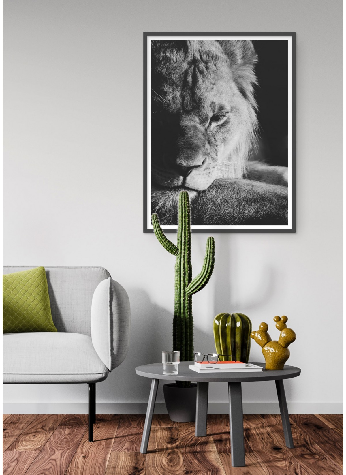 Poster Lion noir et blanc 3
