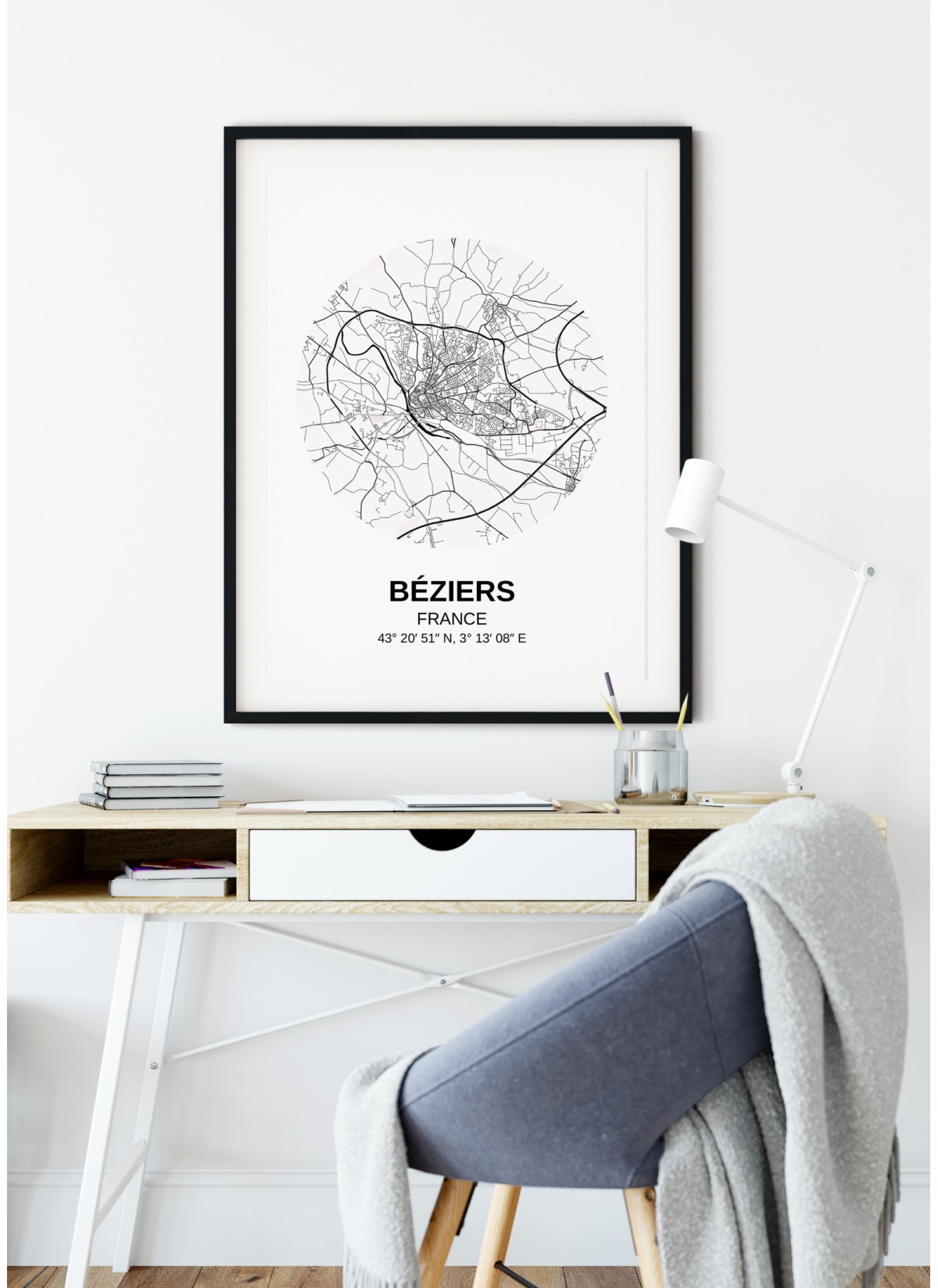 Affiche Carte Béziers