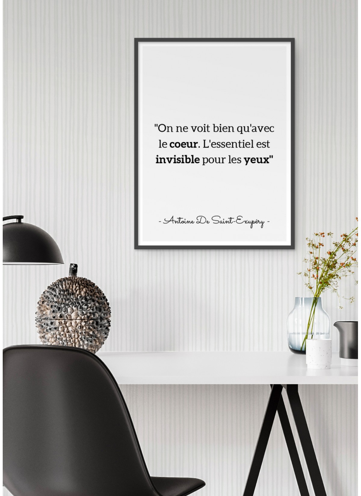 Affiche Antoine Saint-Exupéry : "On ne voit bien qu'avec le coeur..."