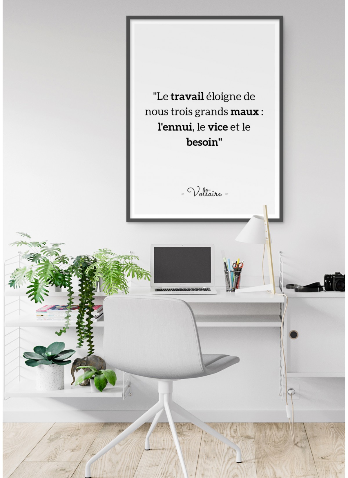 Affiche Voltaire : "Le travail éloigne..."