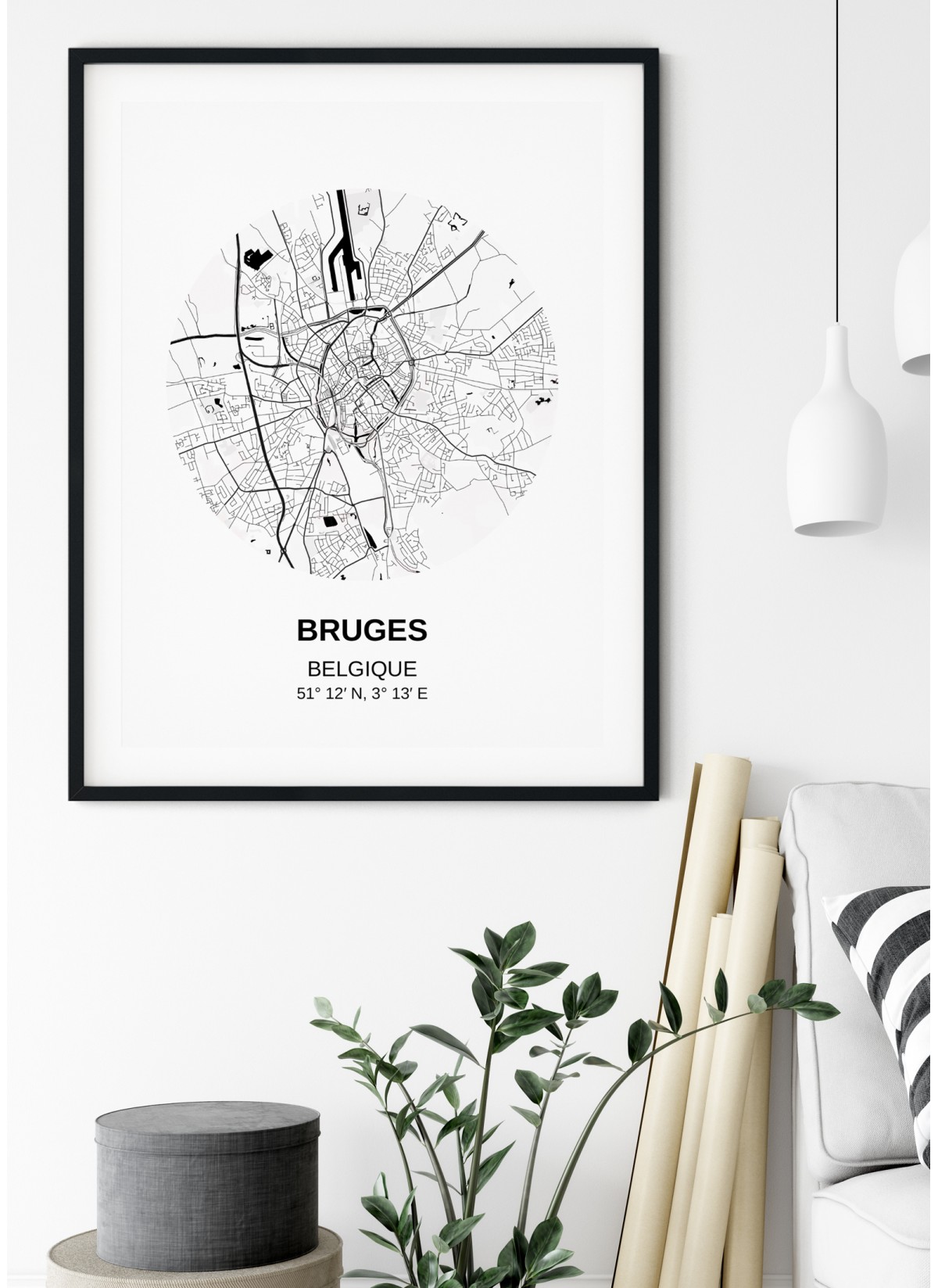 Affiche Carte Bruges