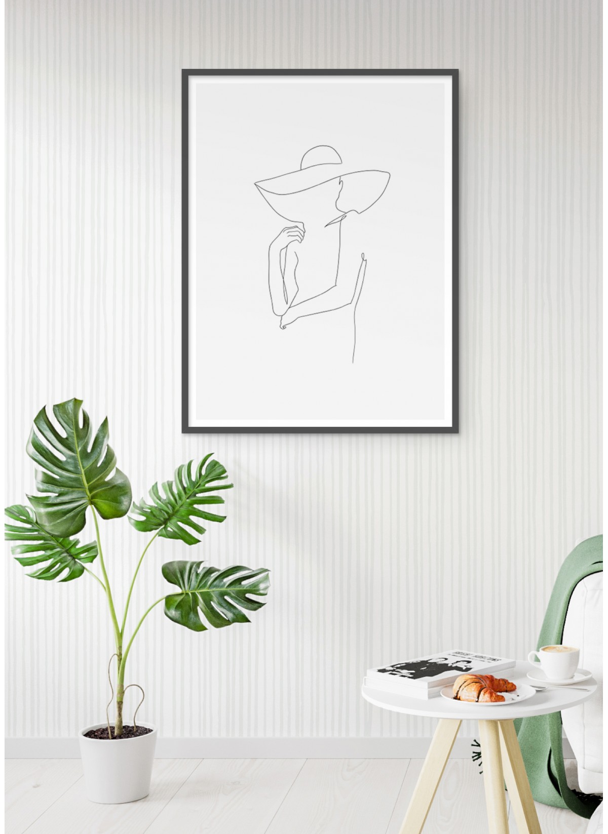 Affiche Line Art Women Hat 2