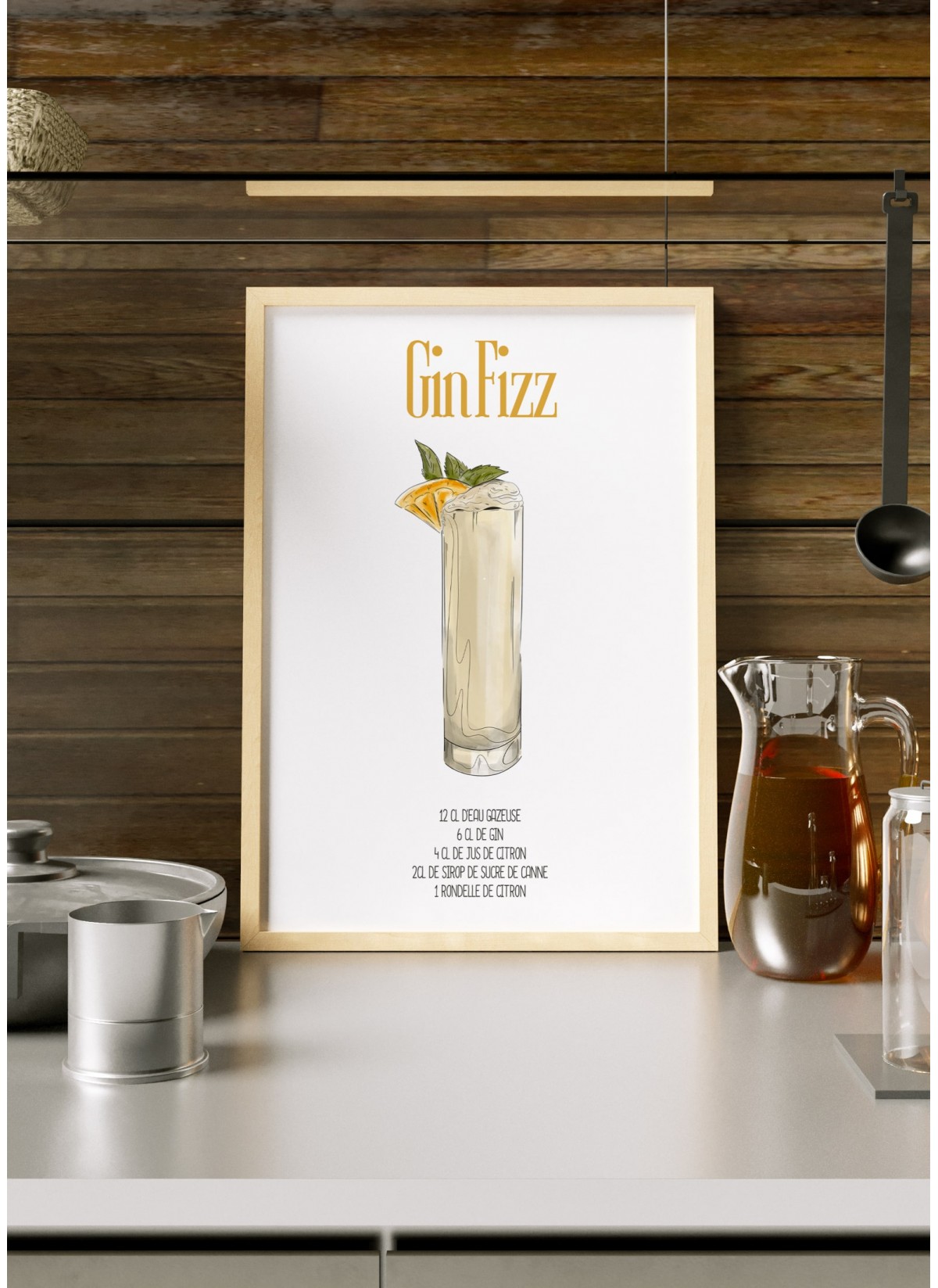 Affiche Cocktail Gin Fizz