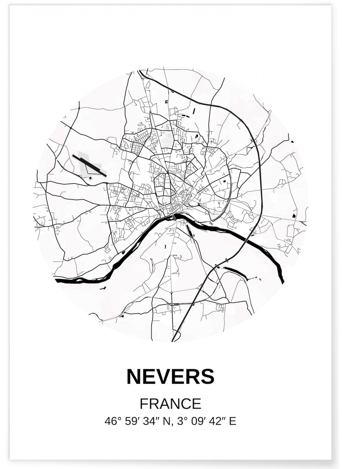 Affiche Carte Nevers