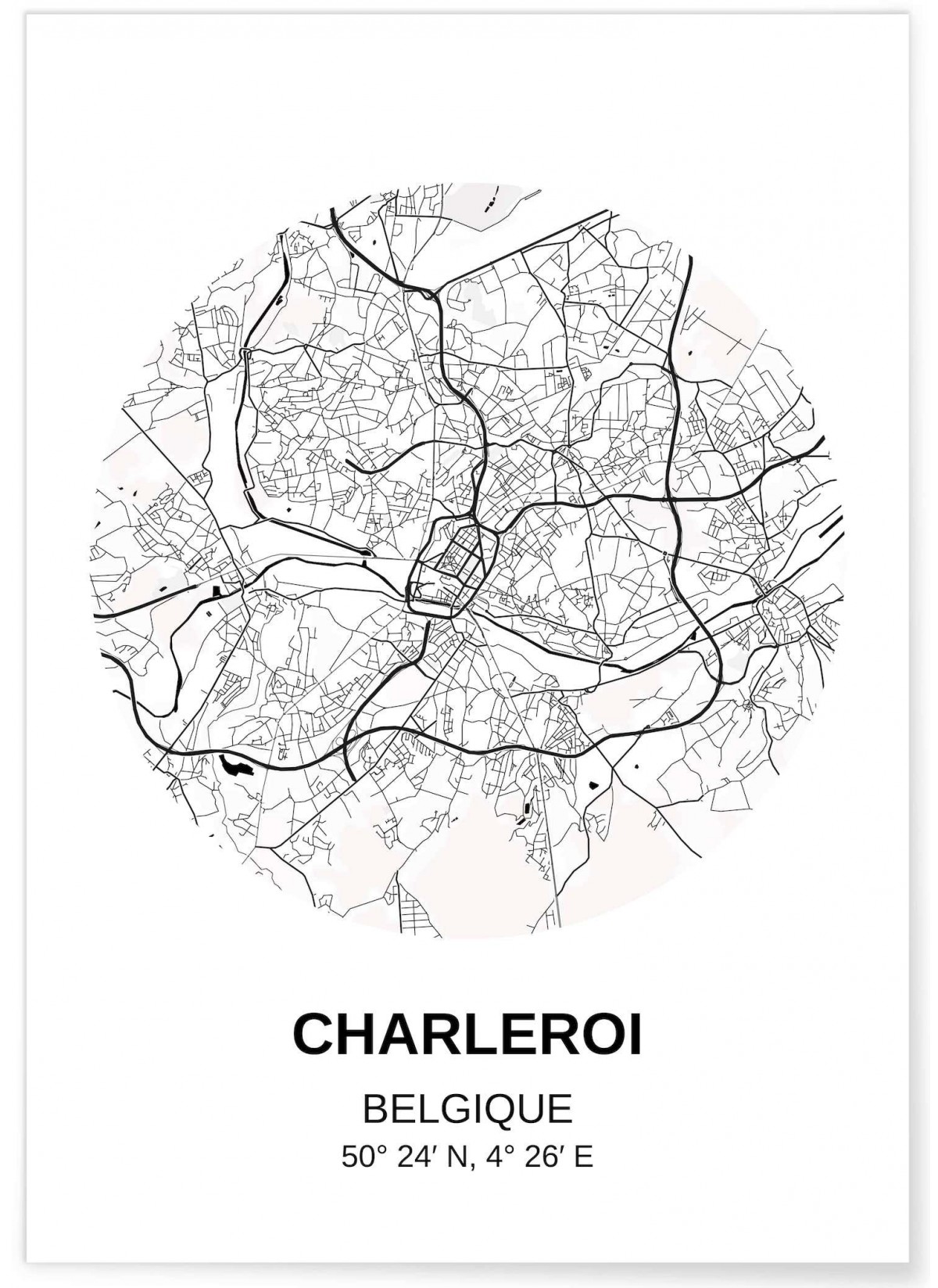 Affiche Carte Charleroi