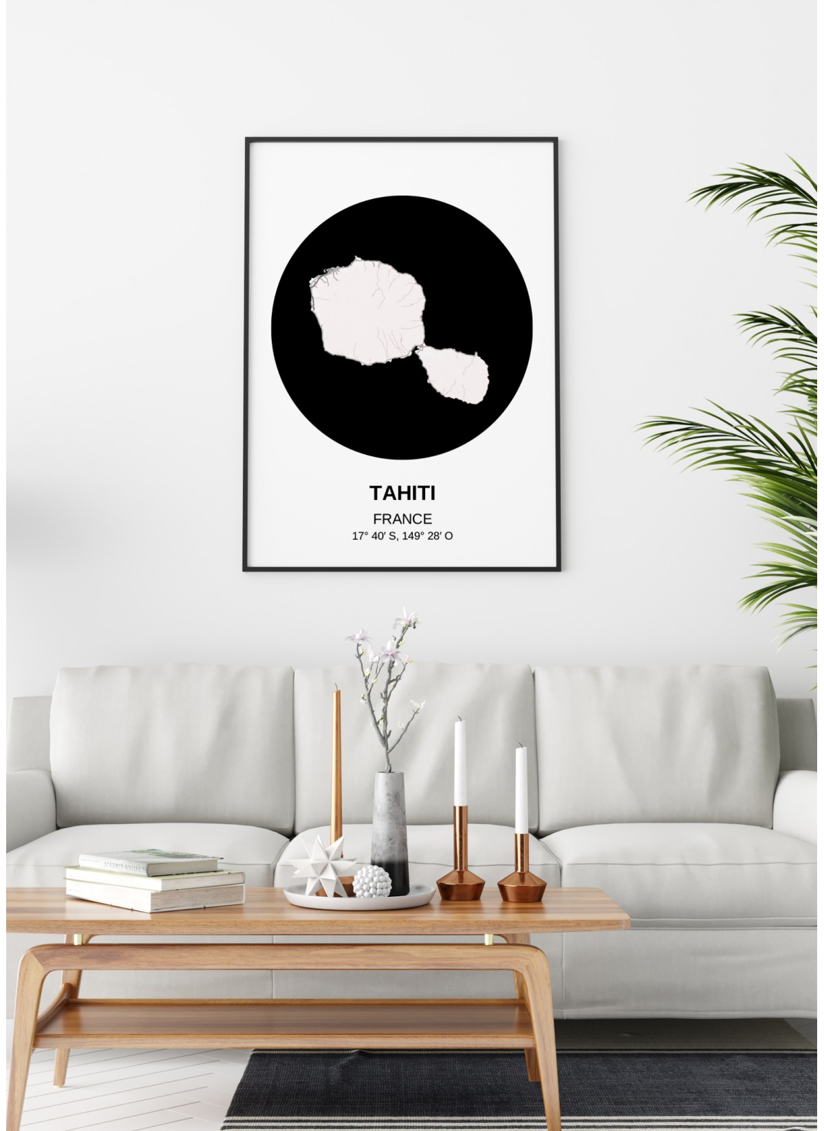 Affiche Carte Tahiti