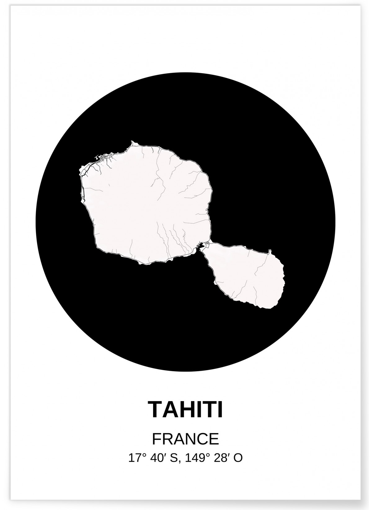 Affiche Carte Tahiti