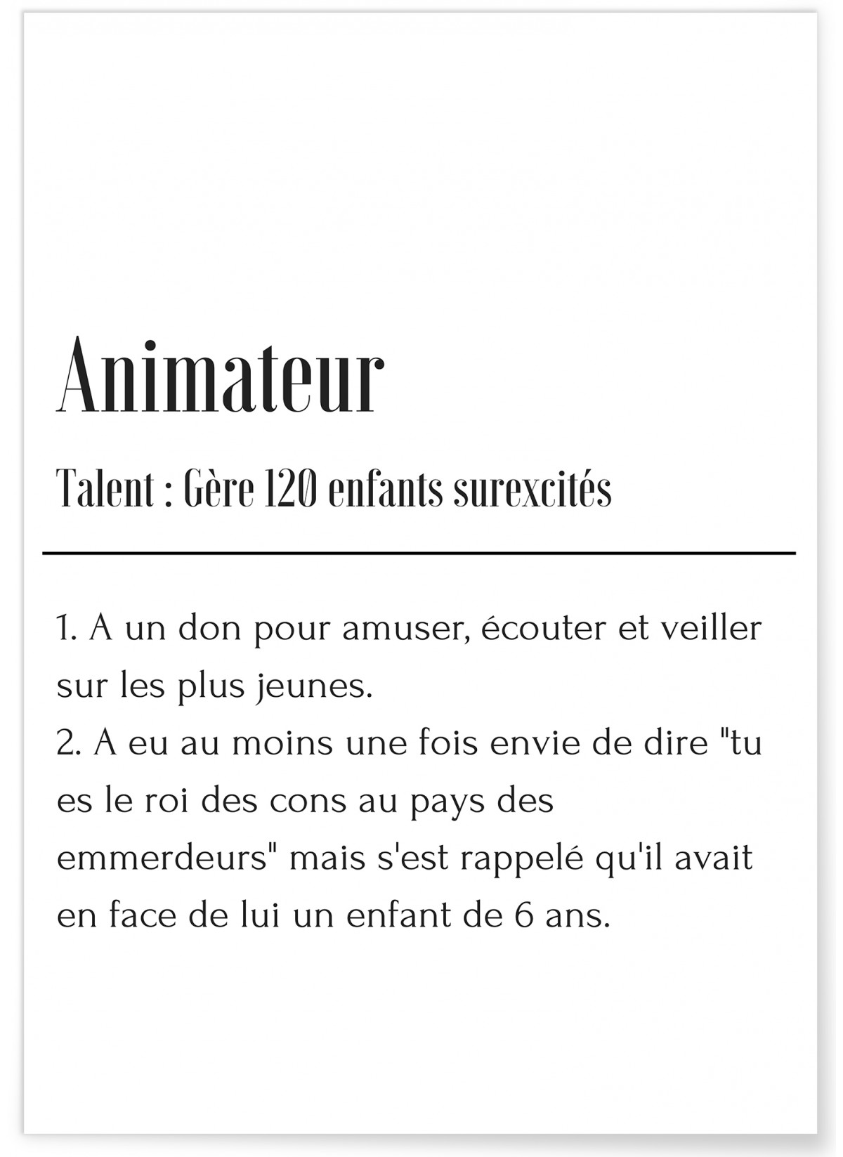 Affiche Définition Animateur