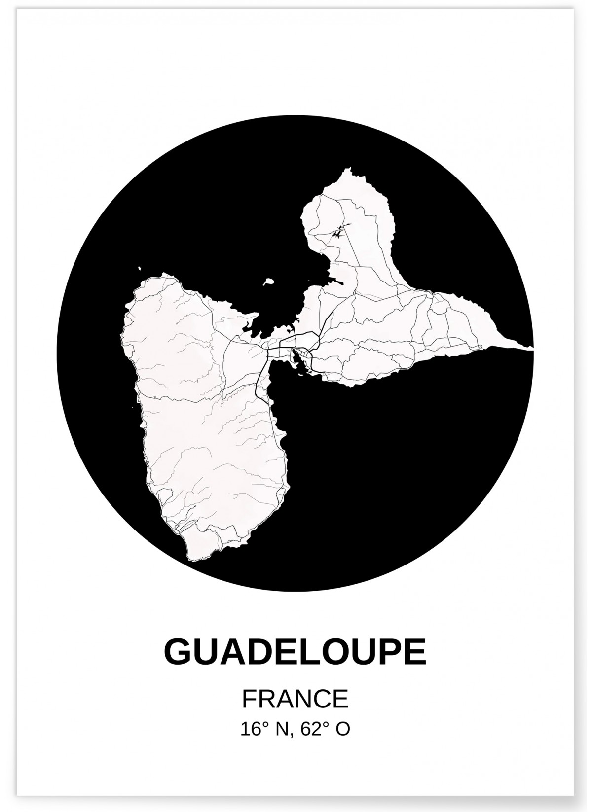 Affiche Carte Guadeloupe