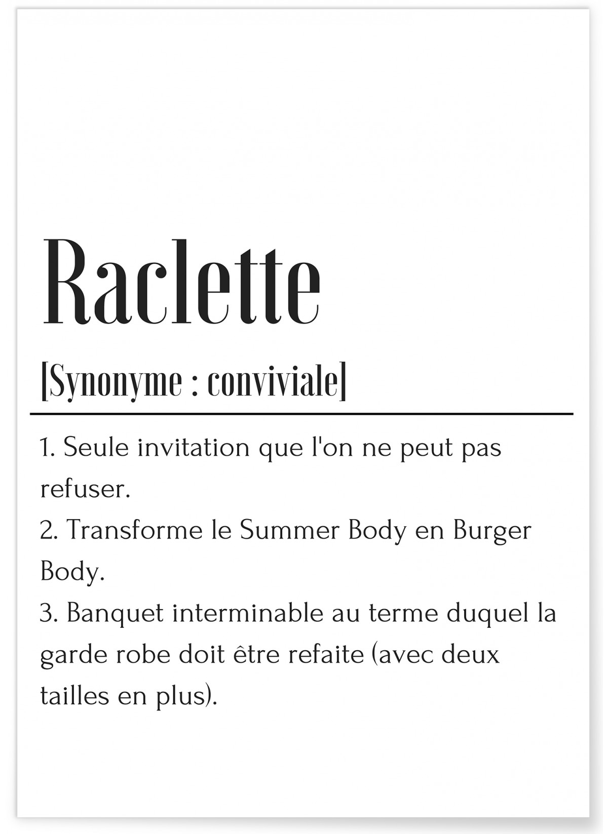 Affiche Définition Raclette