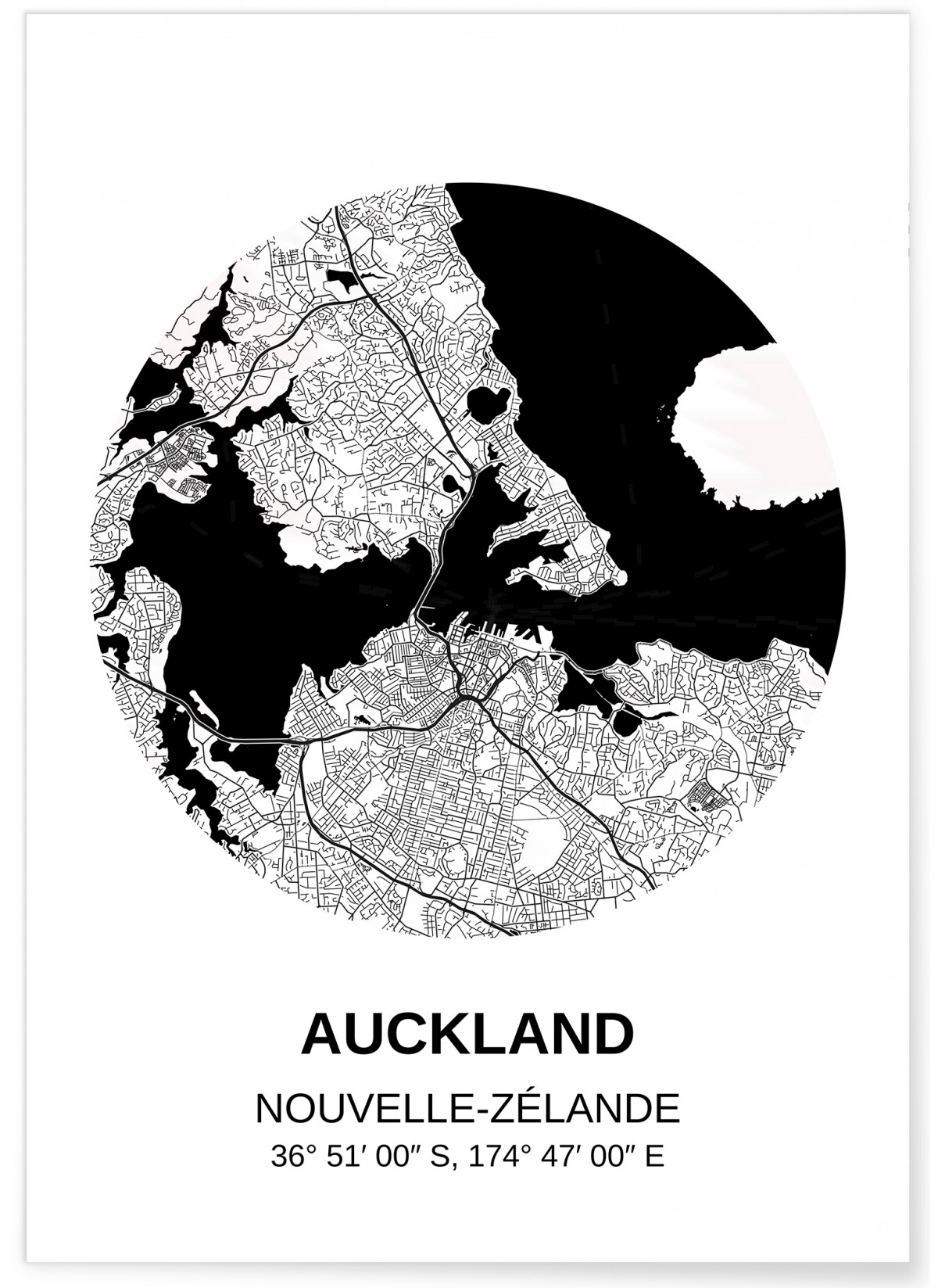 Affiche Carte Auckland