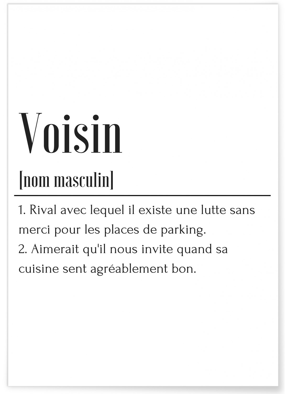 Affiche Définition Voisin
