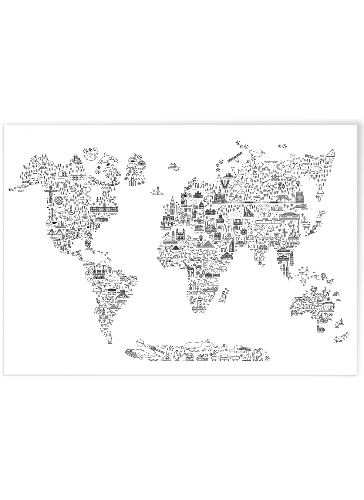 Poster Carte du monde Icônes