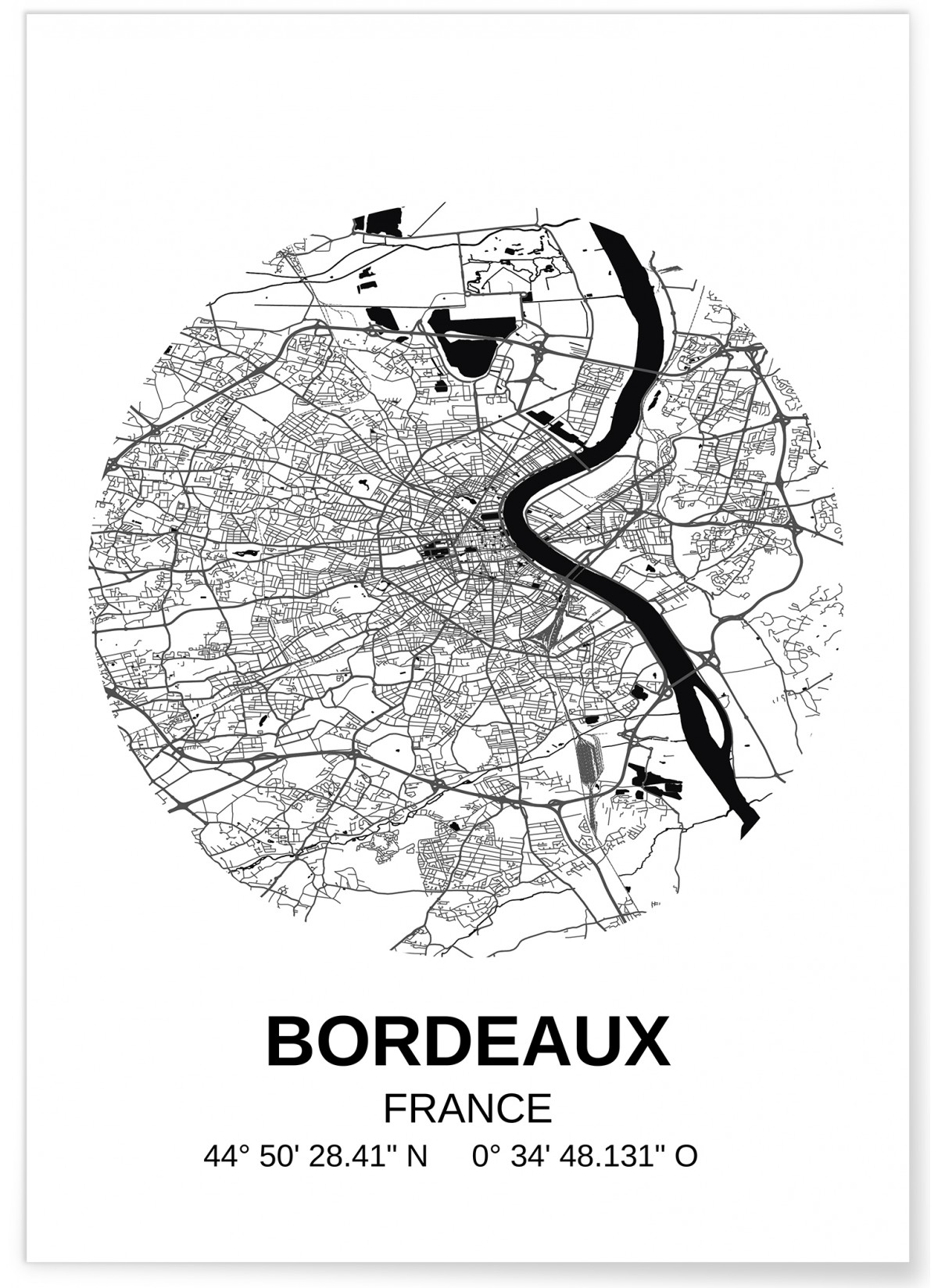 Poster Carte Bordeaux