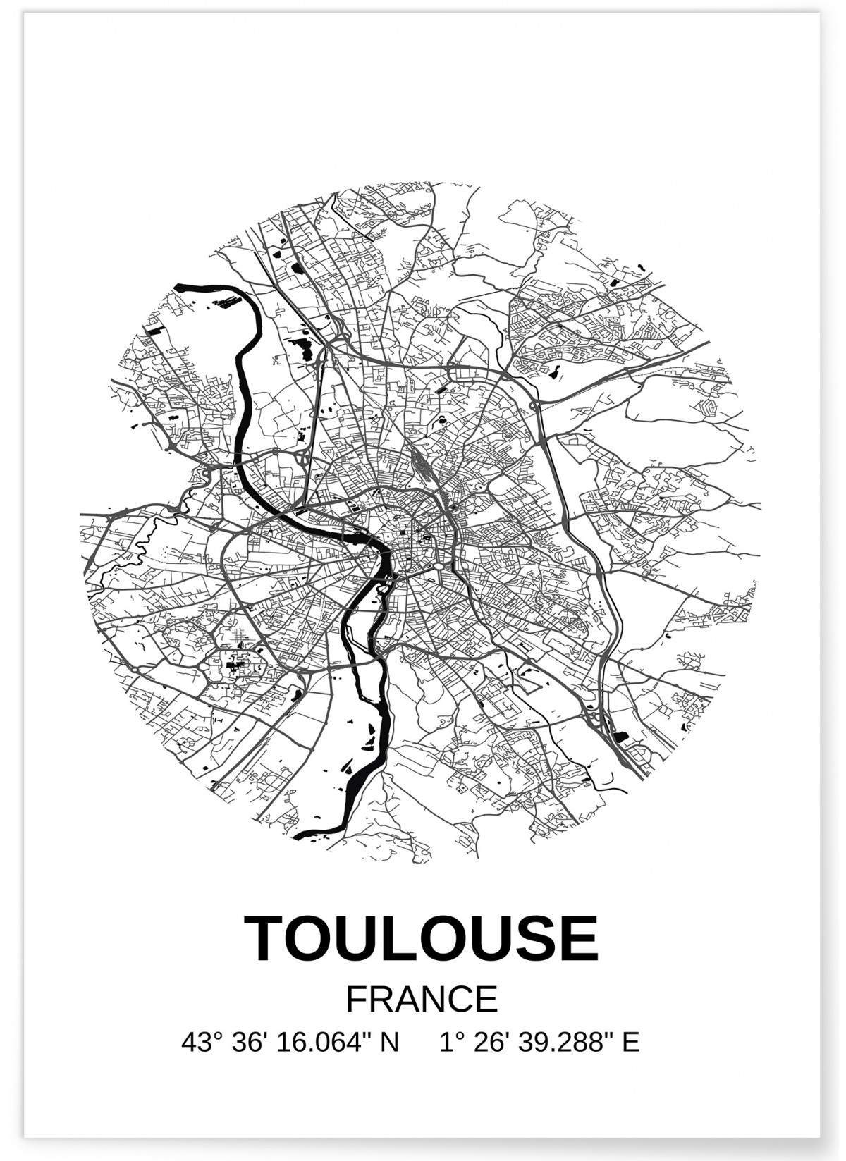 Poster Carte Toulouse