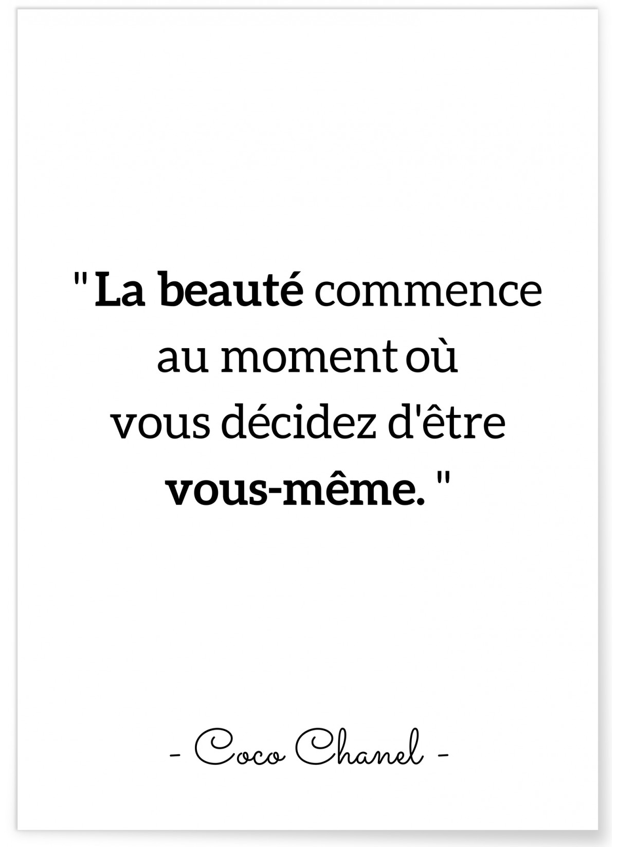 Affiche Citation Coco Chanel : "La beauté commence…"
