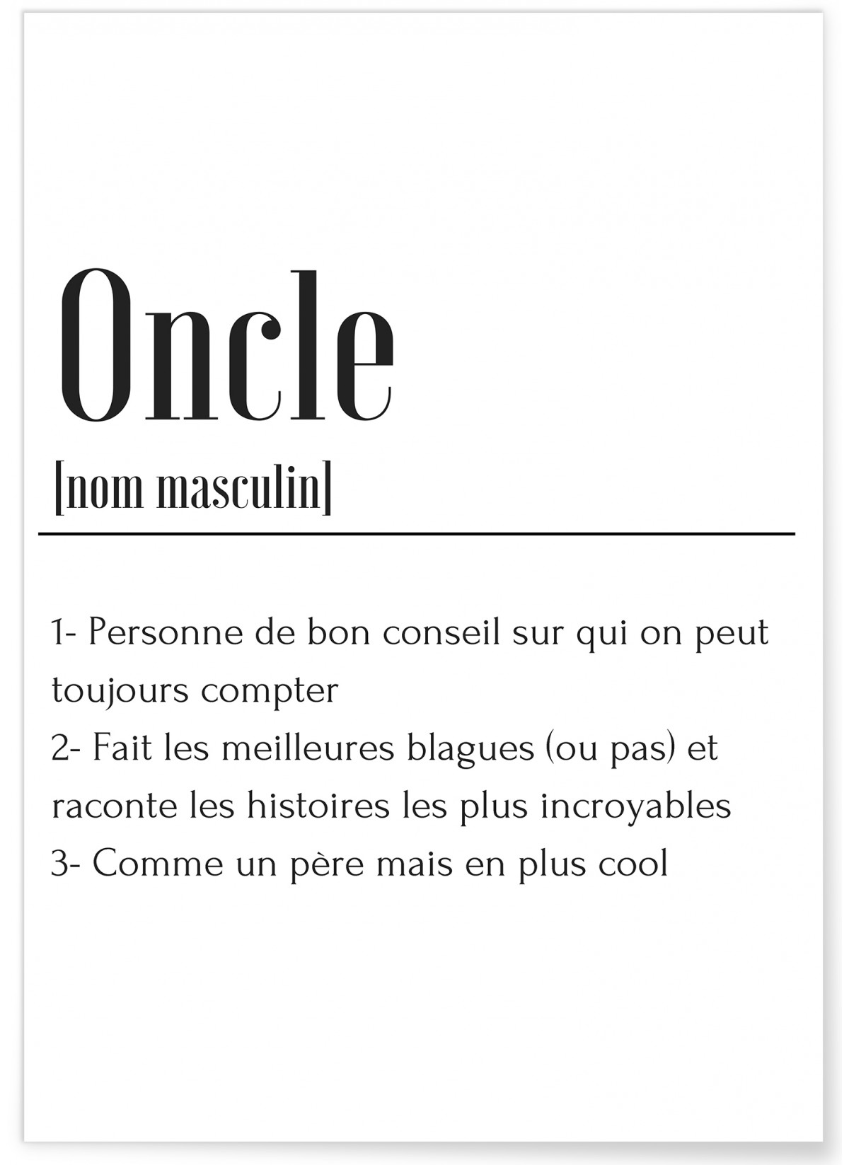 Affiche Définition Oncle
