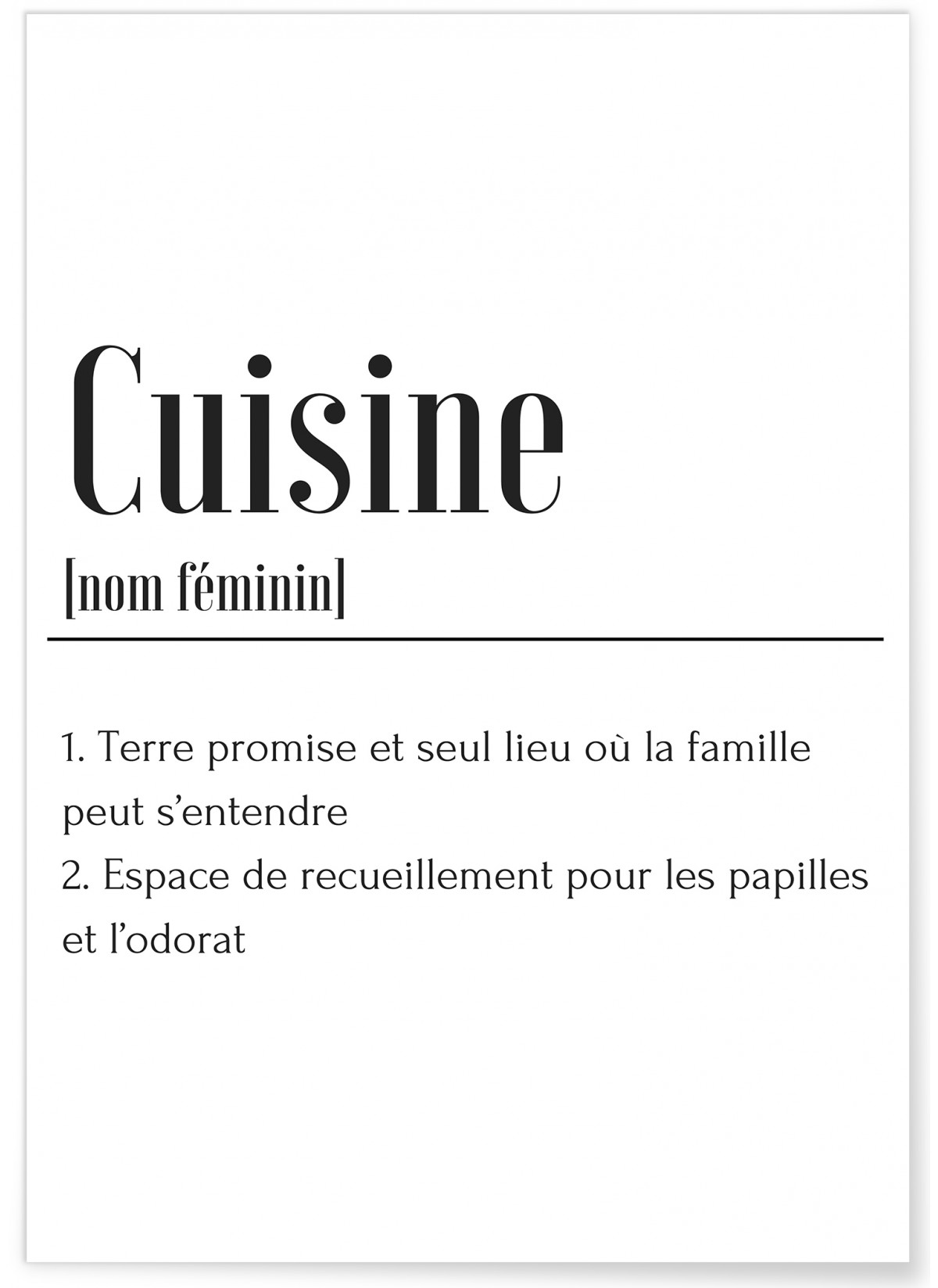 Affiche Définition Cuisine