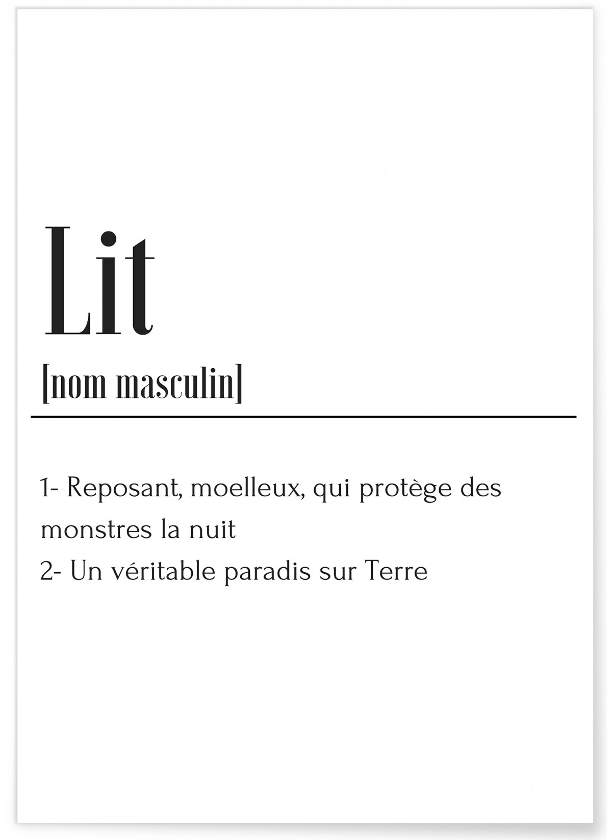 Affiche Définition Lit