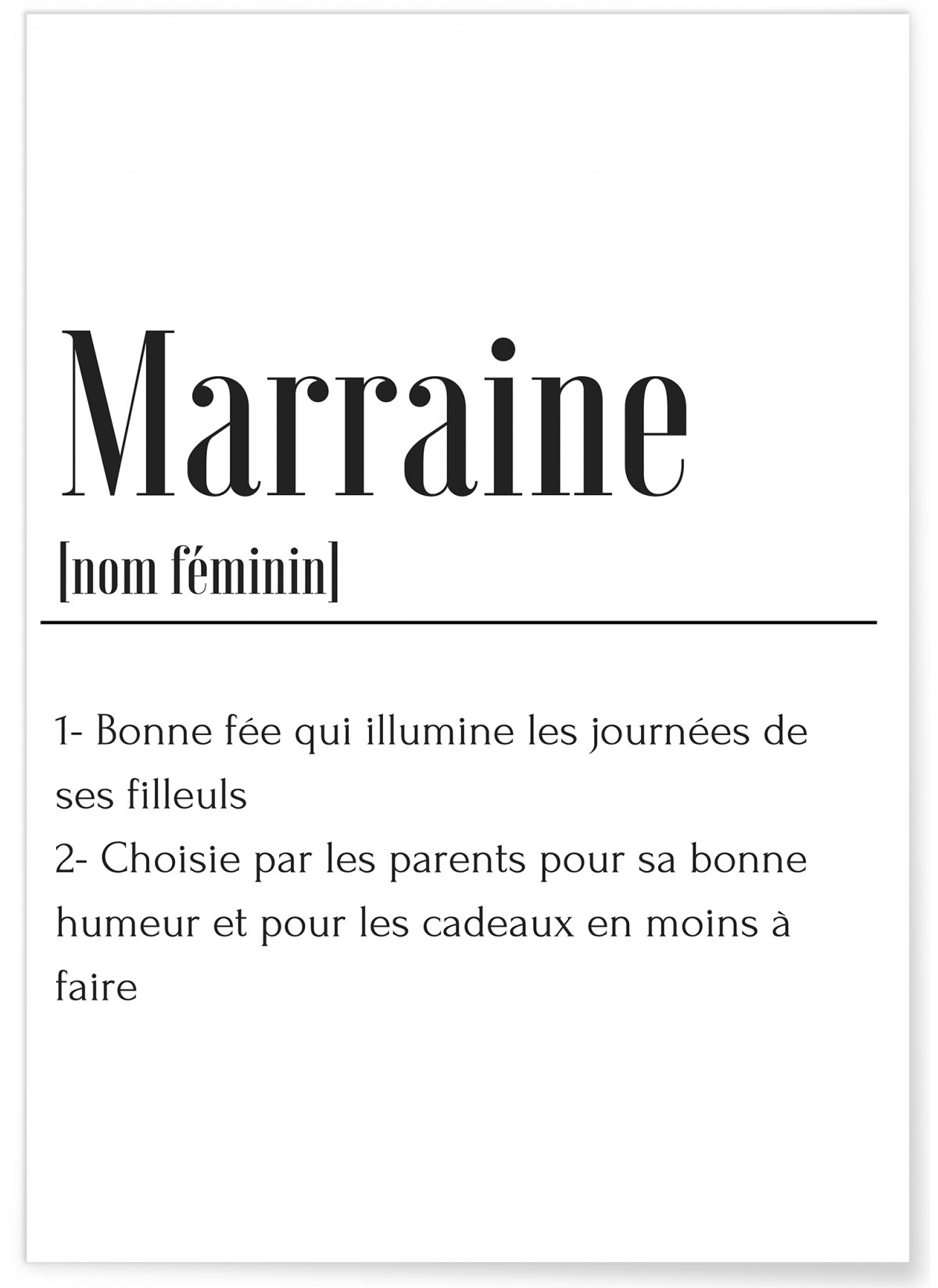 Affiche Définition Marraine