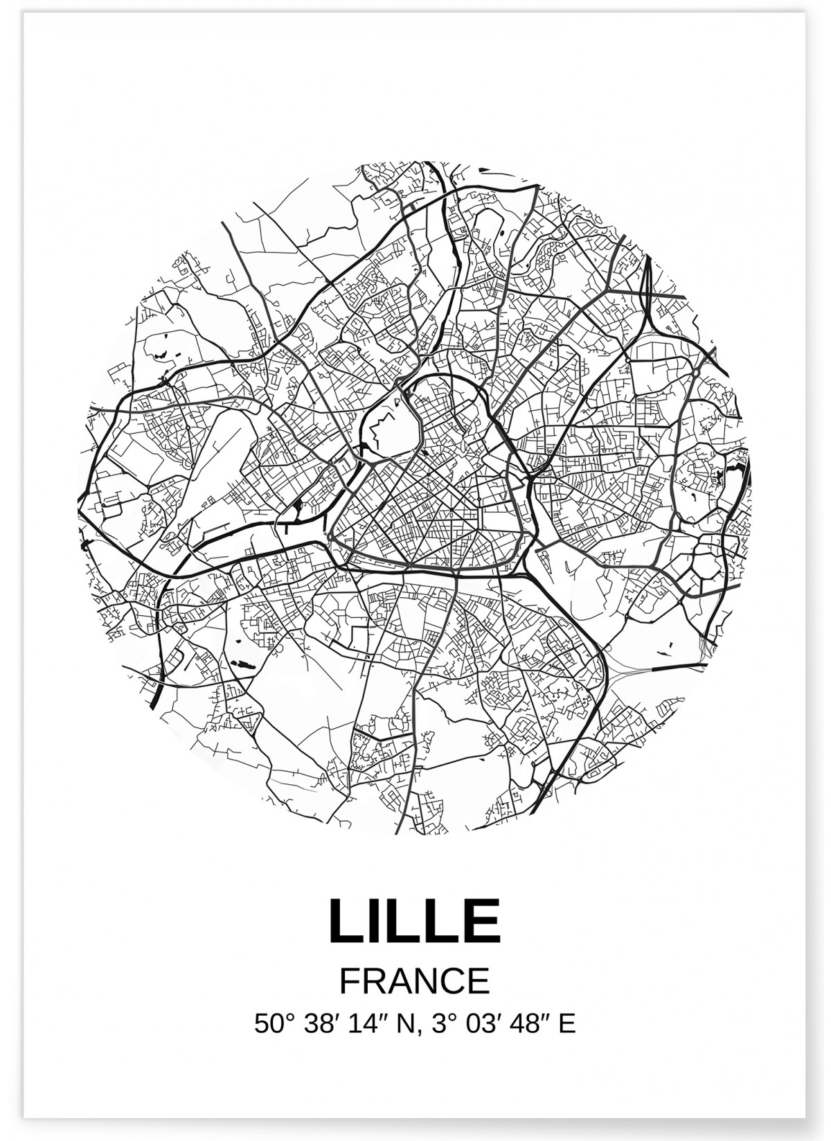 Affiche Carte Lille