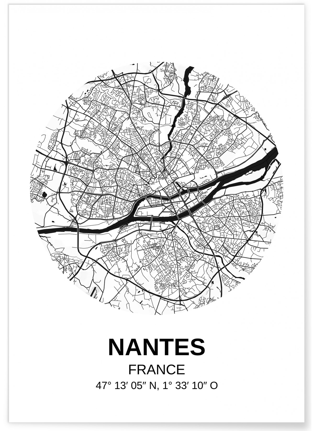 Affiche Carte Nantes