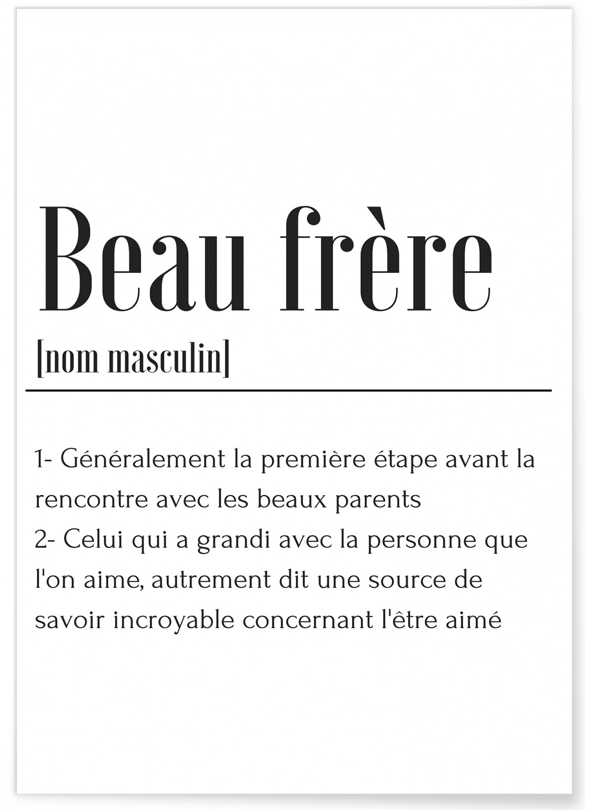 Affiche Définition Beau Frère