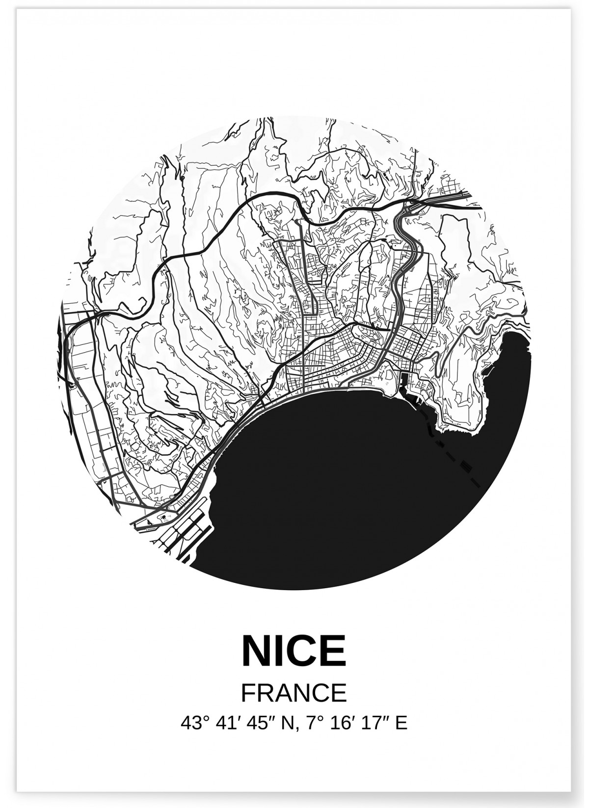 Affiche Carte Nice