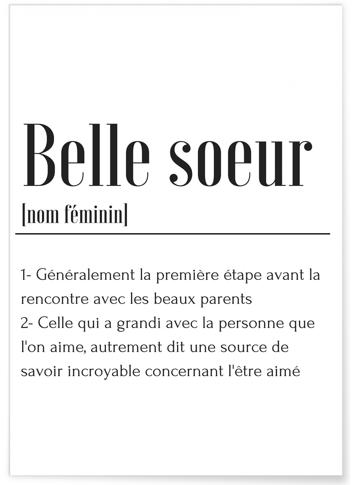 Affiche Définition Belle Soeur