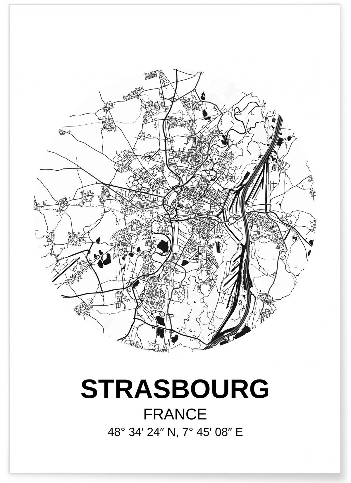 Affiche Carte Strasbourg