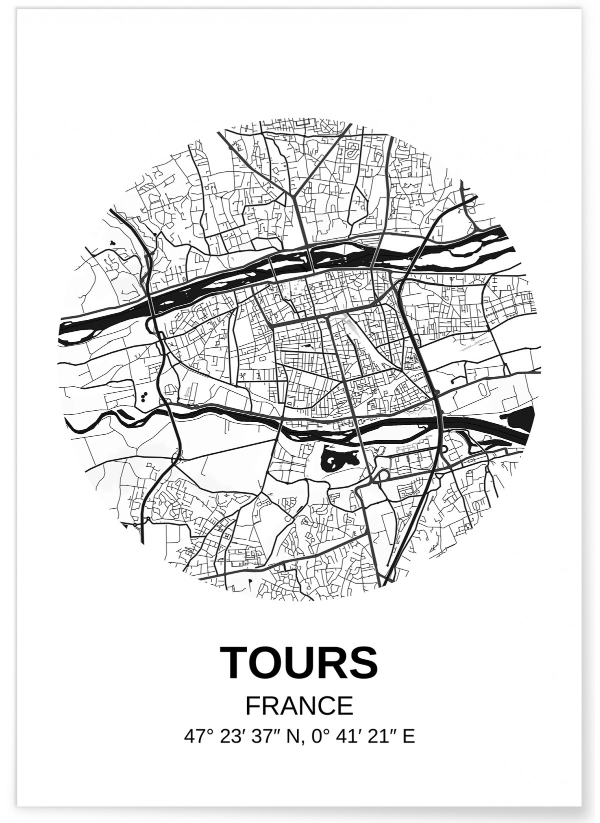Affiche Carte Tours