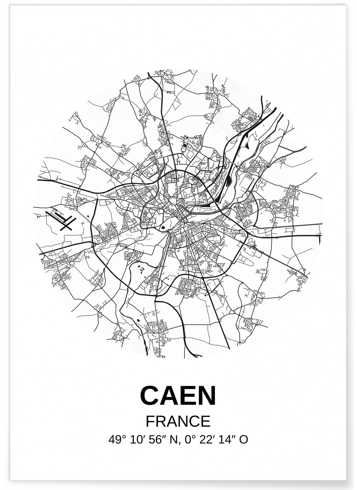 Affiche Carte Caen