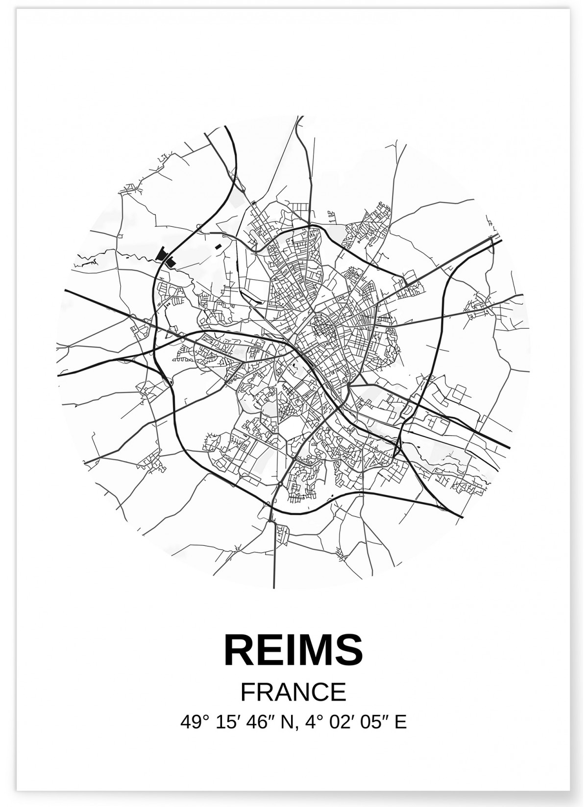 Affiche Carte Reims