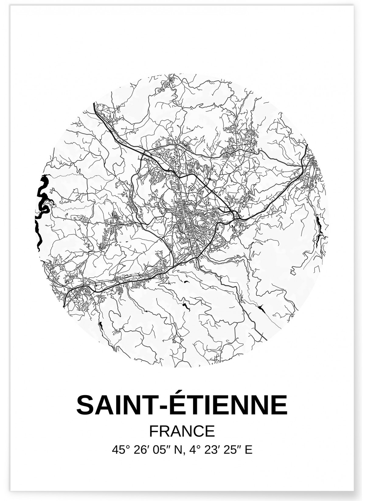 Affiche Carte Saint-Etienne