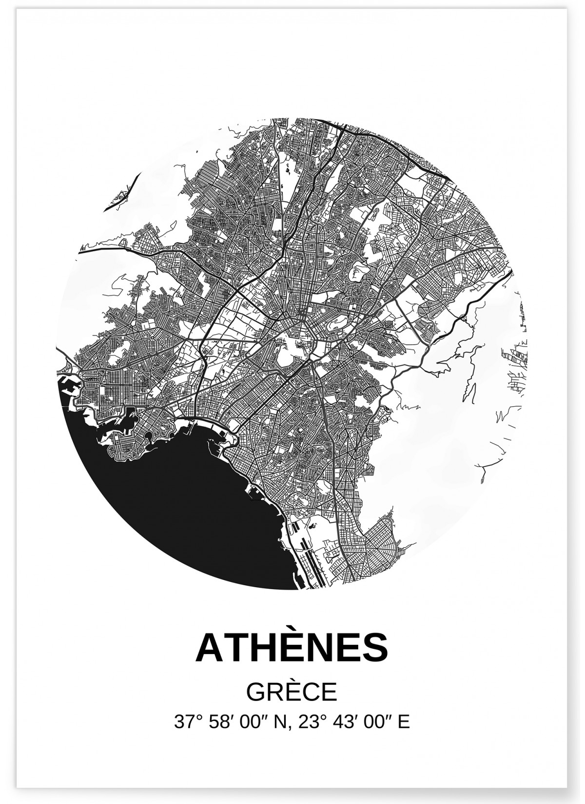 Affiche Carte Athènes