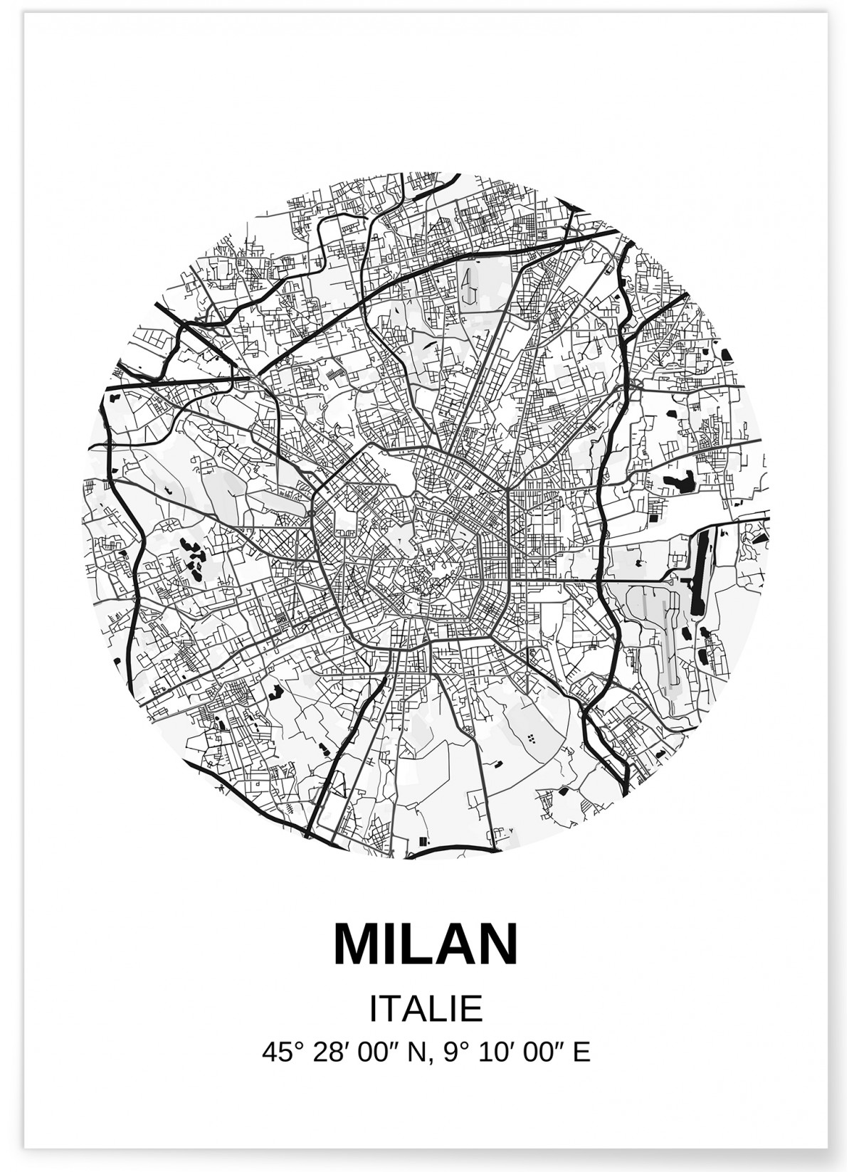 Affiche Carte Milan