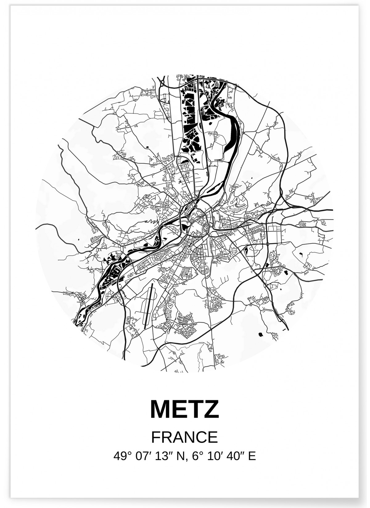Affiche Carte Metz