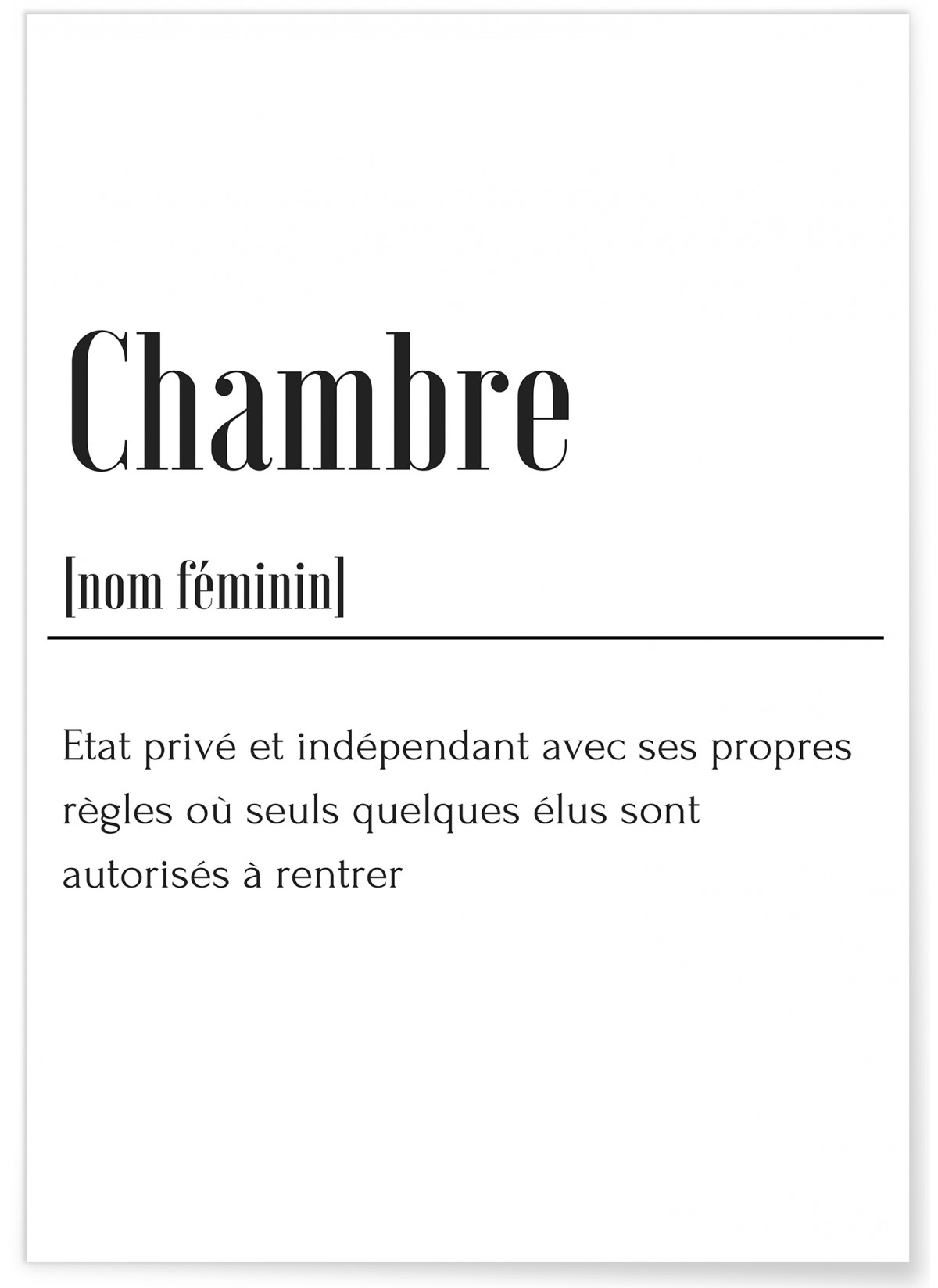 Affiche Définition Chambre