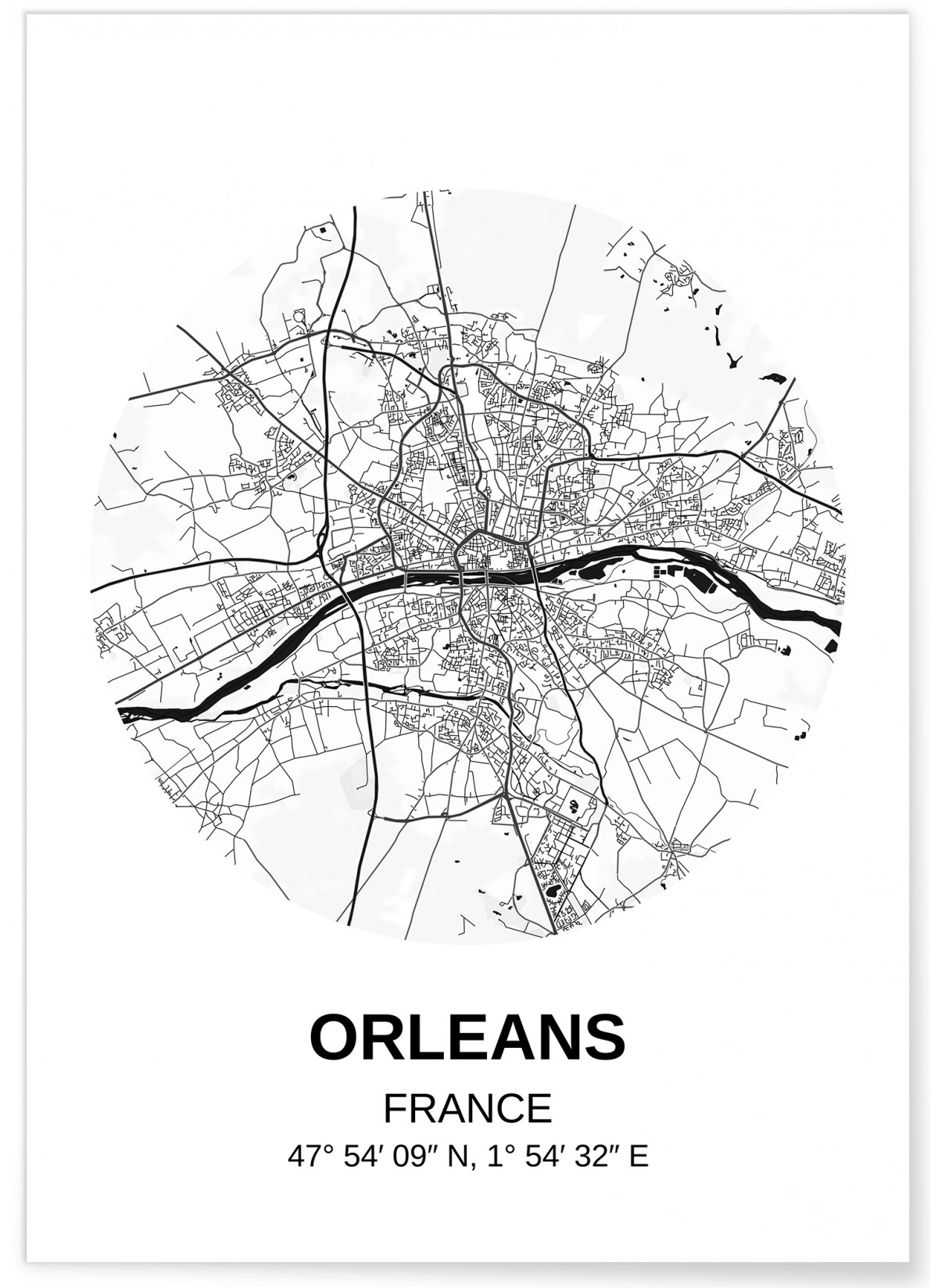 Affiche Carte Orléans