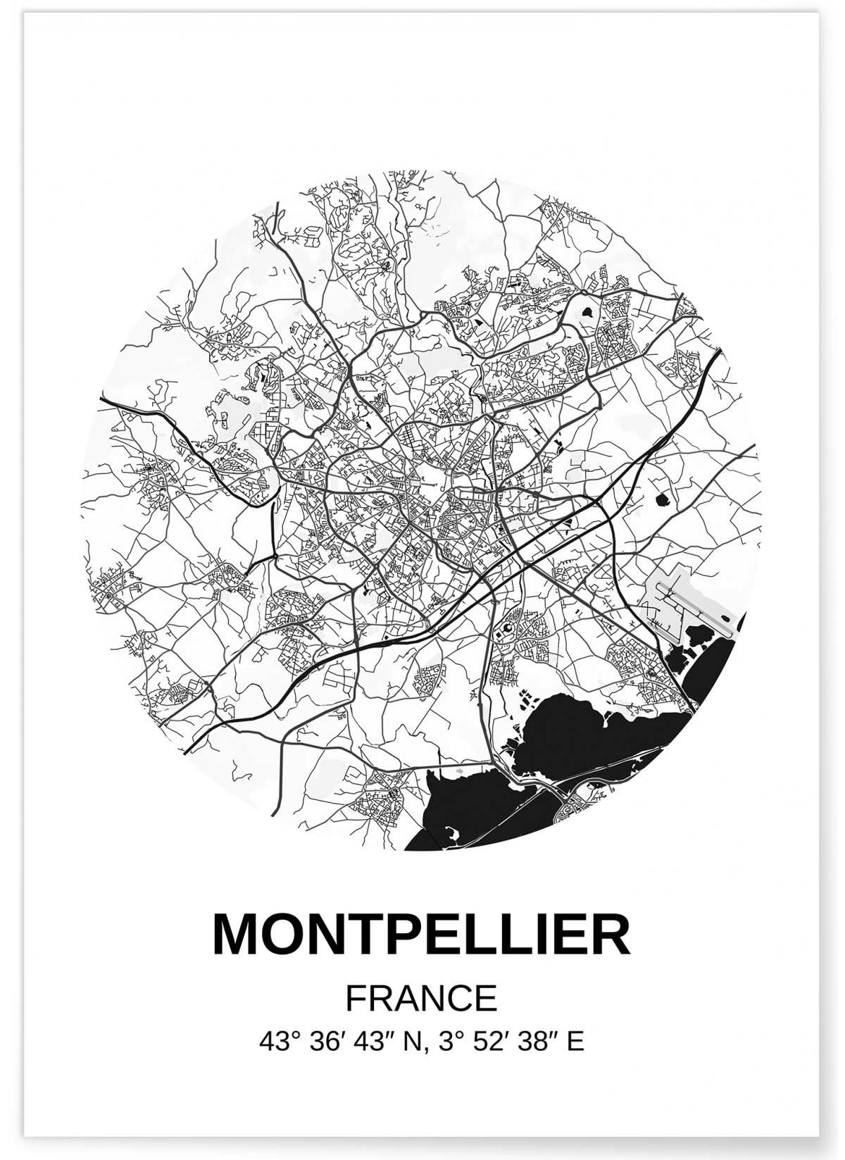 Affiche Carte Montpellier