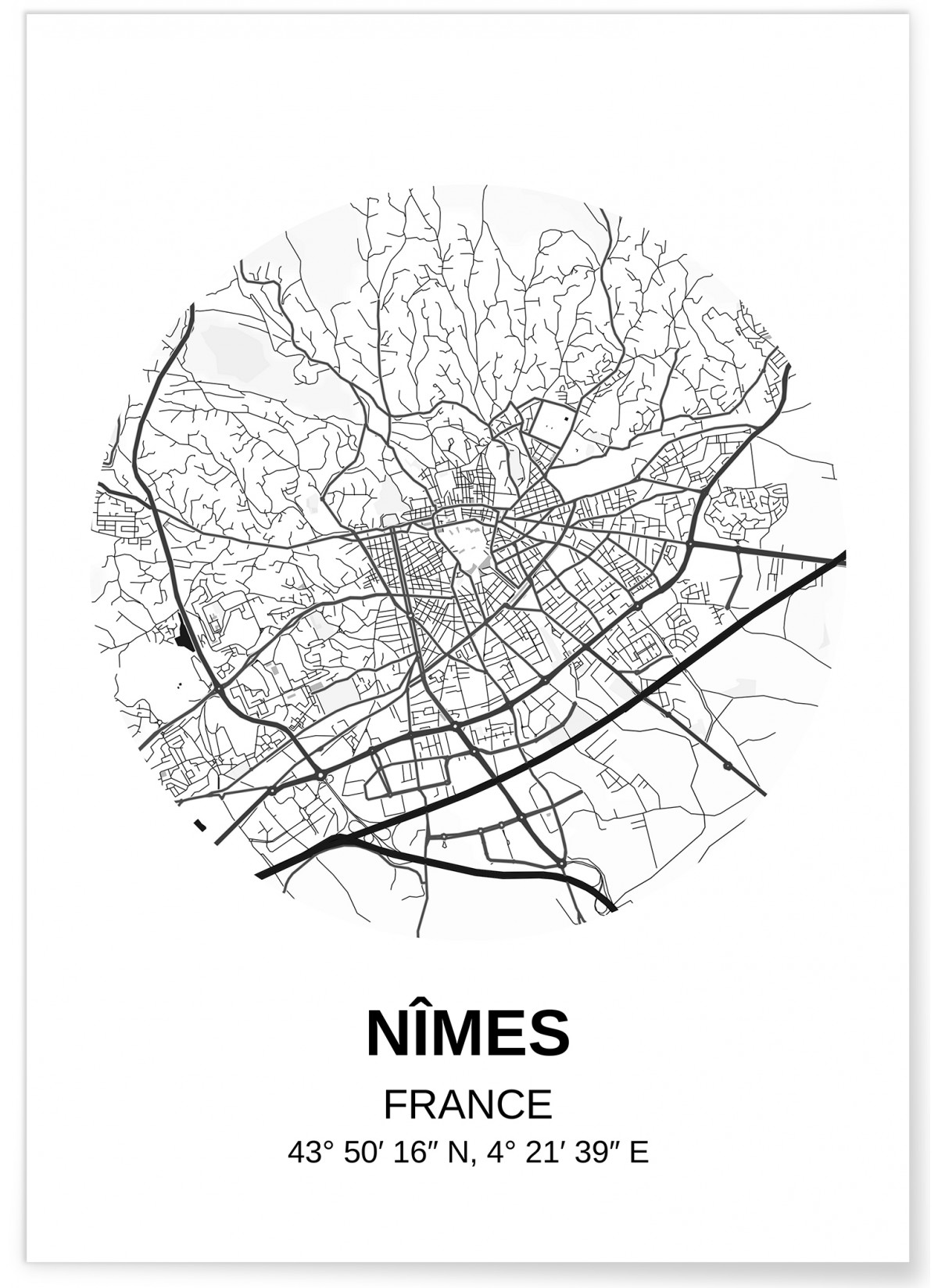 Affiche Carte Nîmes